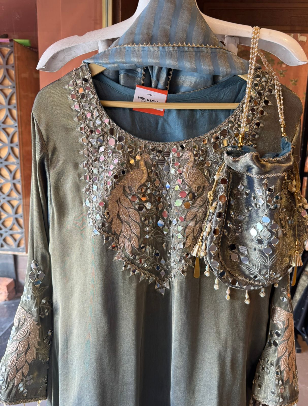 Peacock Mirror Work Designer Suit Set