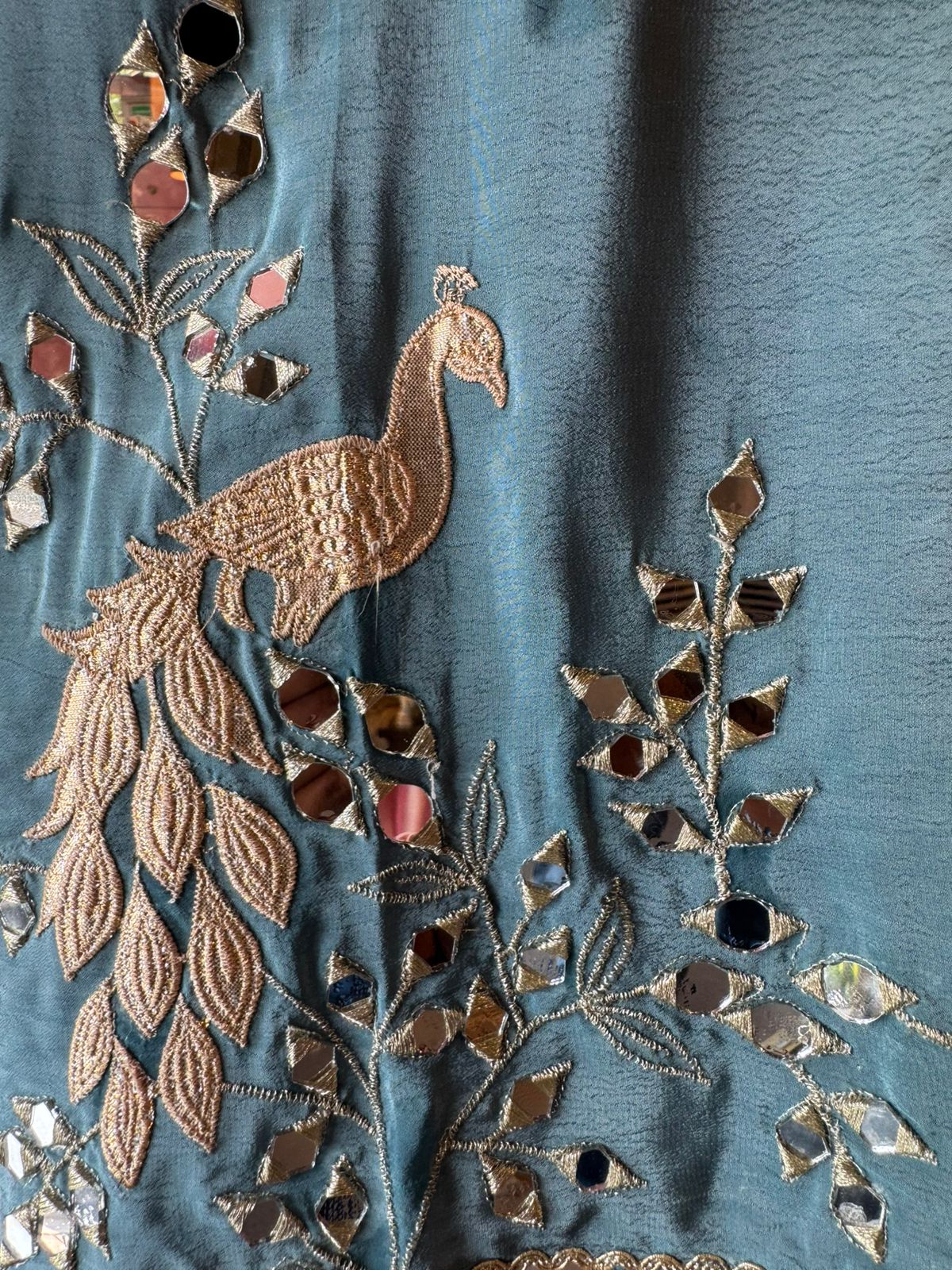 Peacock Mirror Work Designer Suit Set