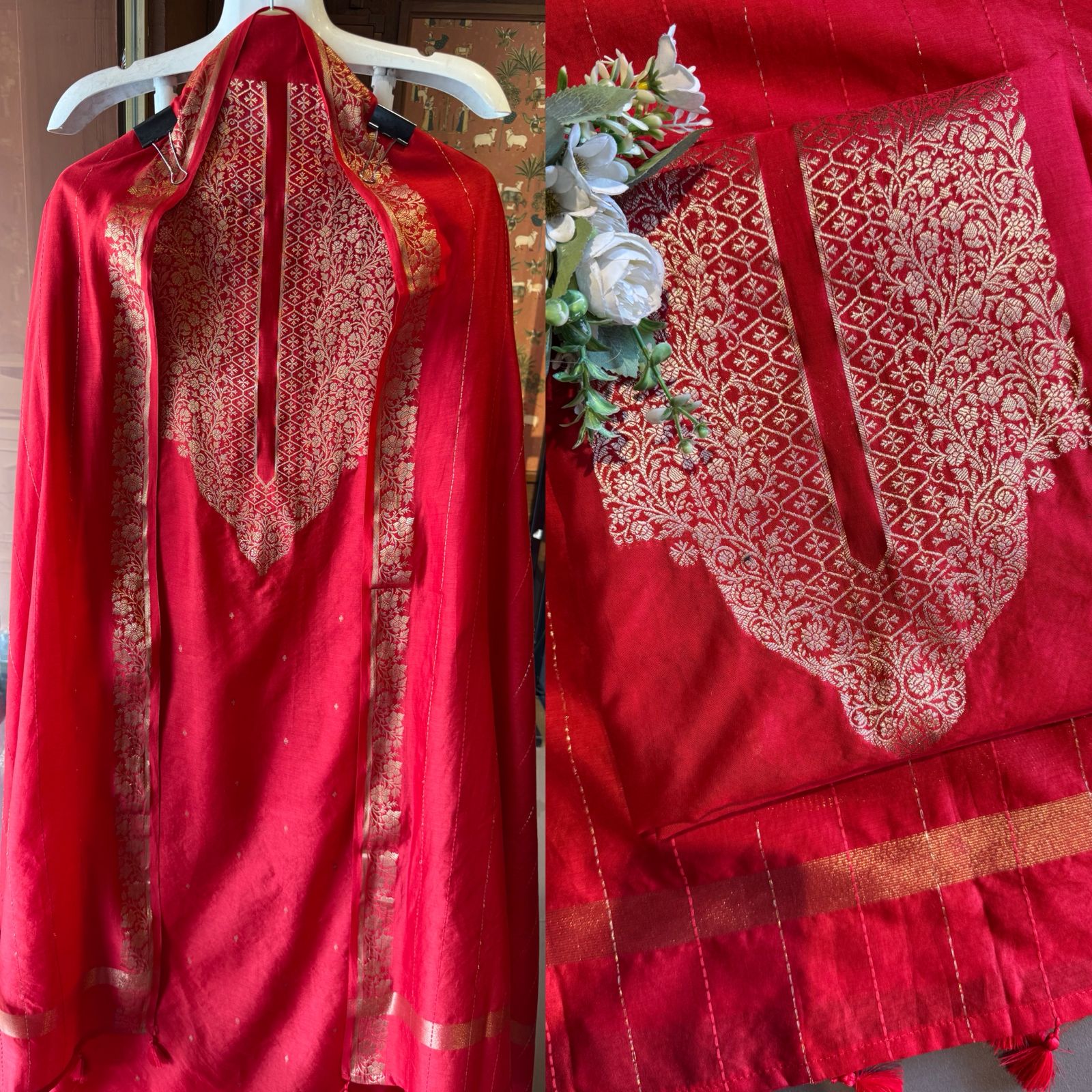 PURE CHANDERI SILK SUIT SET