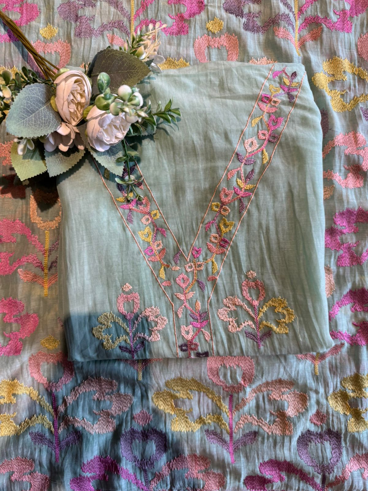 Pastel Mul cotton Unstitched Suit Set