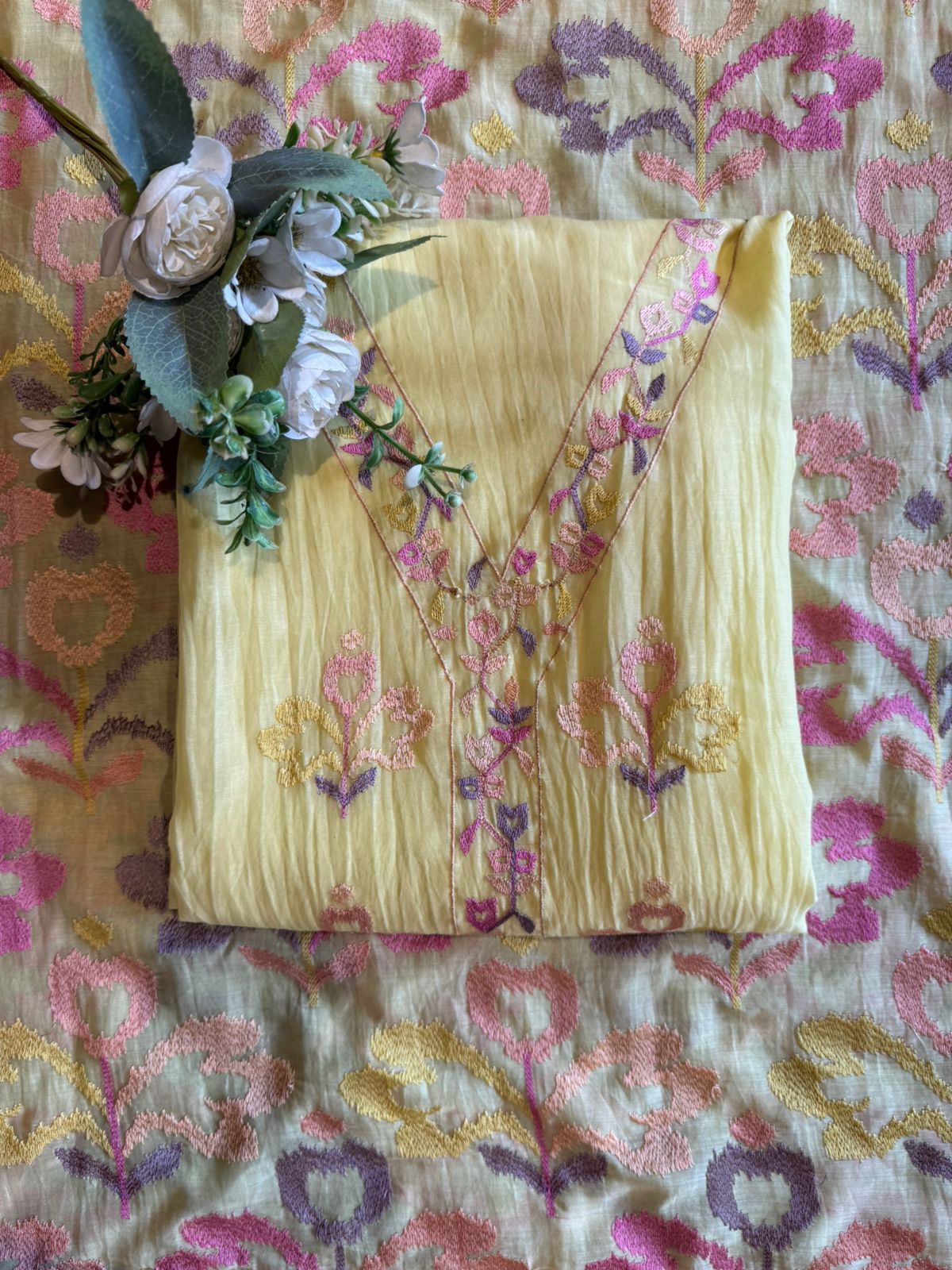 Pastel Mul cotton Unstitched Suit Set