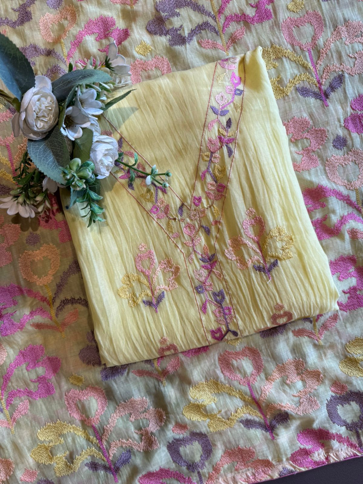 Pastel Mul cotton Unstitched Suit Set