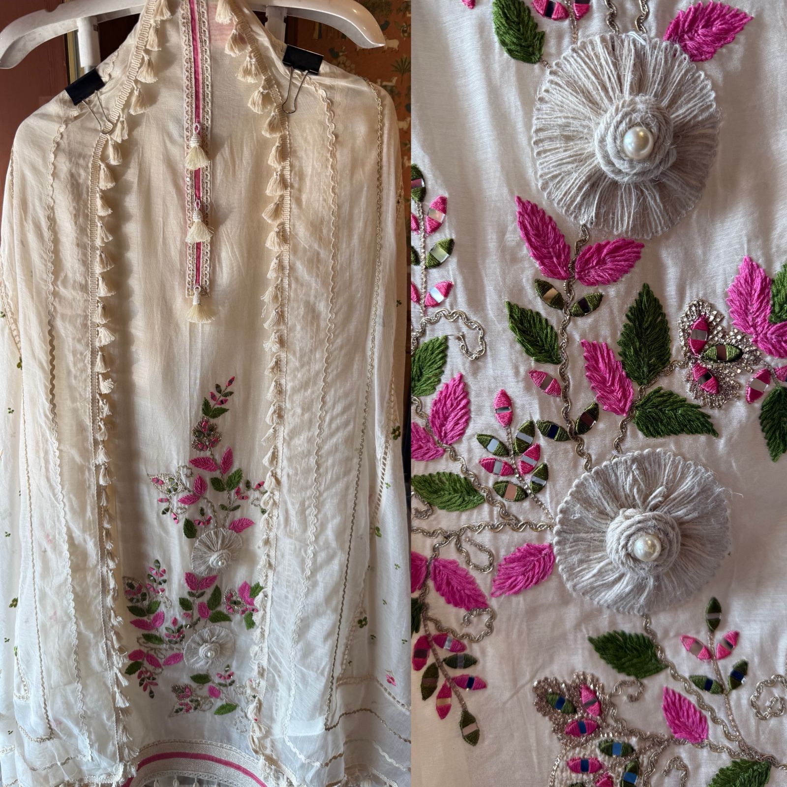 Ivory Floral Handcrafted Suit Set