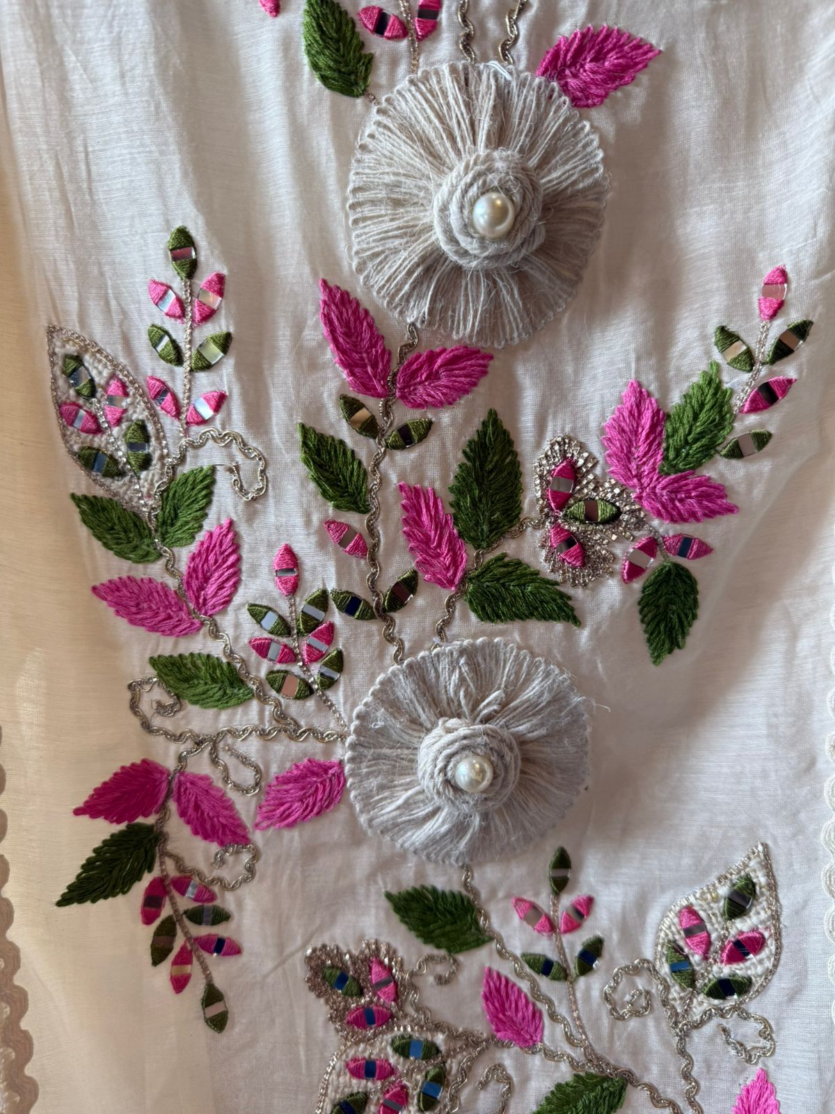 Ivory Floral Handcrafted Suit Set