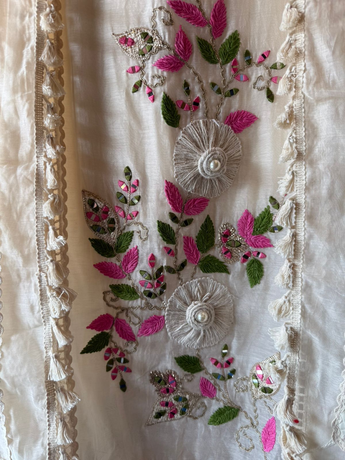 Ivory Floral Handcrafted Suit Set