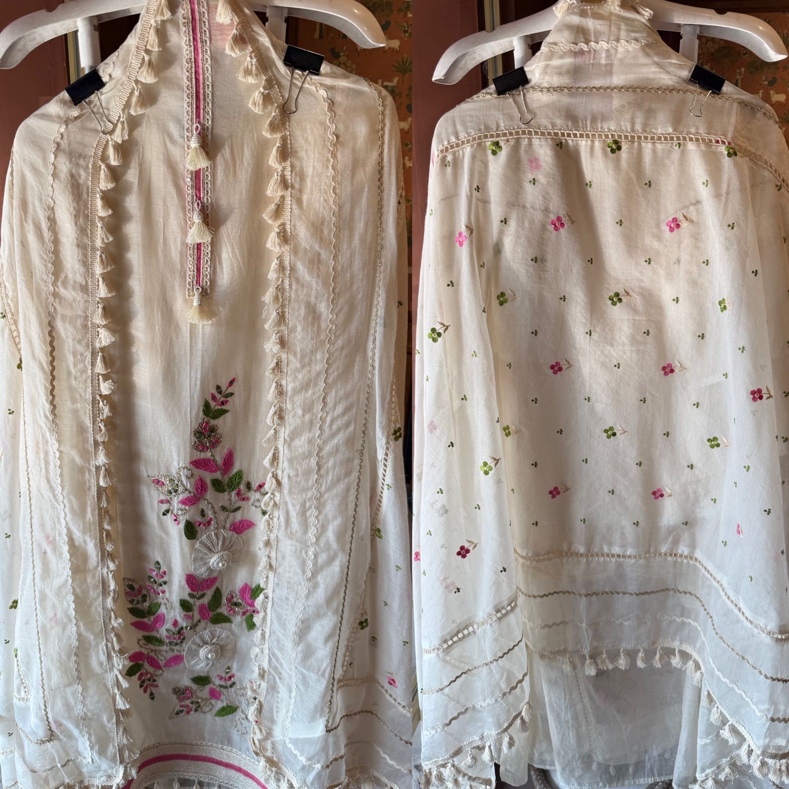 Ivory Floral Handcrafted Suit Set