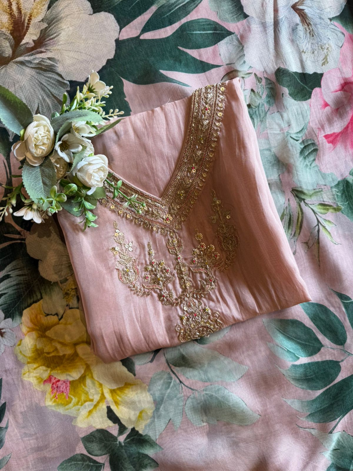 Blush Floral Printed Suit Set
