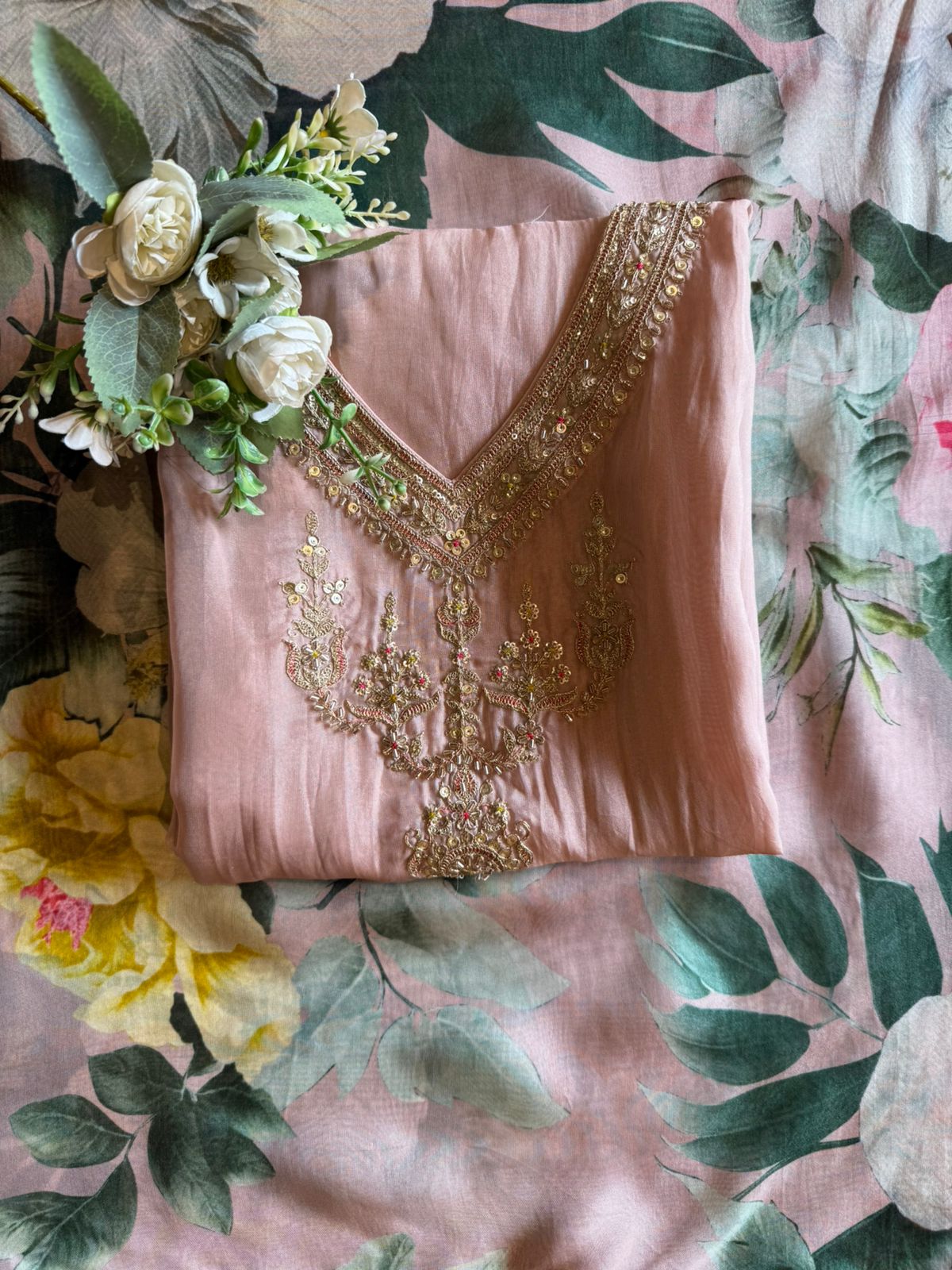 Blush Floral Printed Suit Set