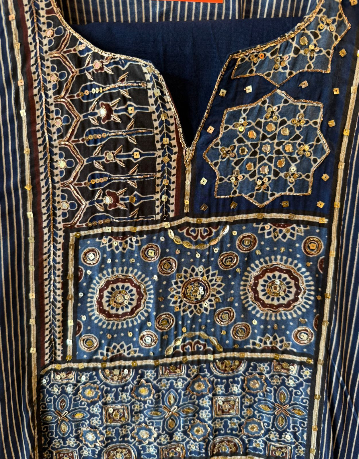 Soft Natural crepe Ajrakh printed Unstitched suits