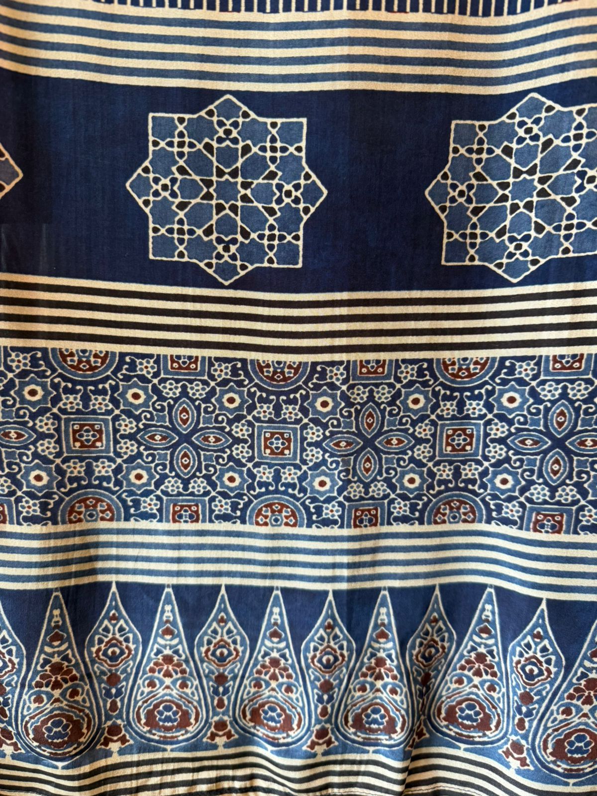 Soft Natural crepe Ajrakh printed Unstitched suits