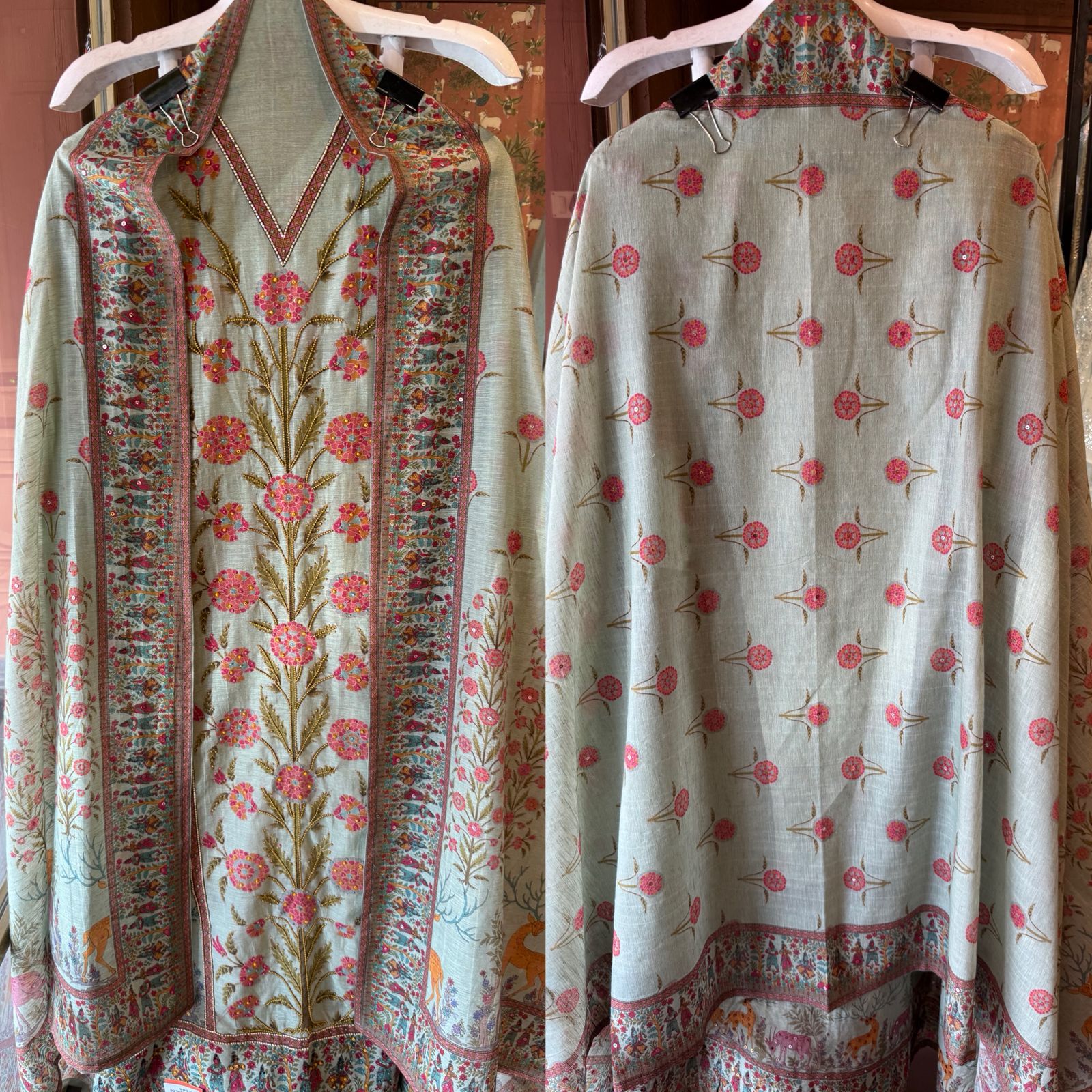 Beautiful suit on KHAADI Cotton with PICHWAI design