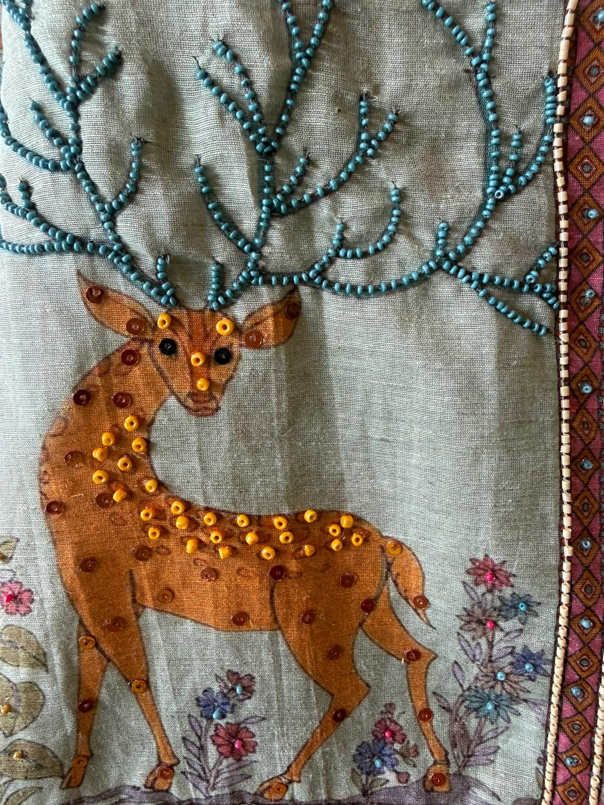 Beautiful suit on KHAADI Cotton with PICHWAI design