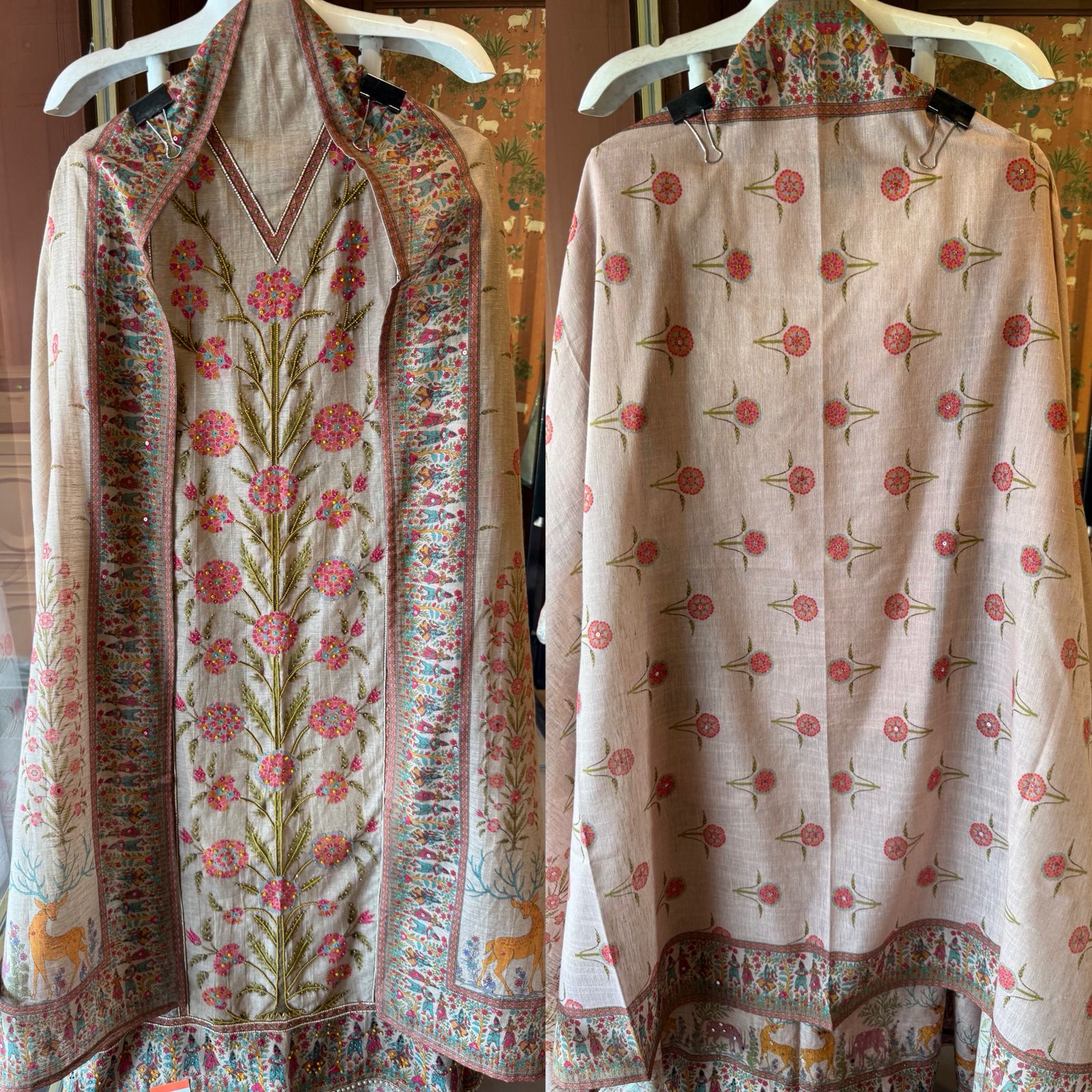Beautiful suit on KHAADI Cotton with PICHWAI design