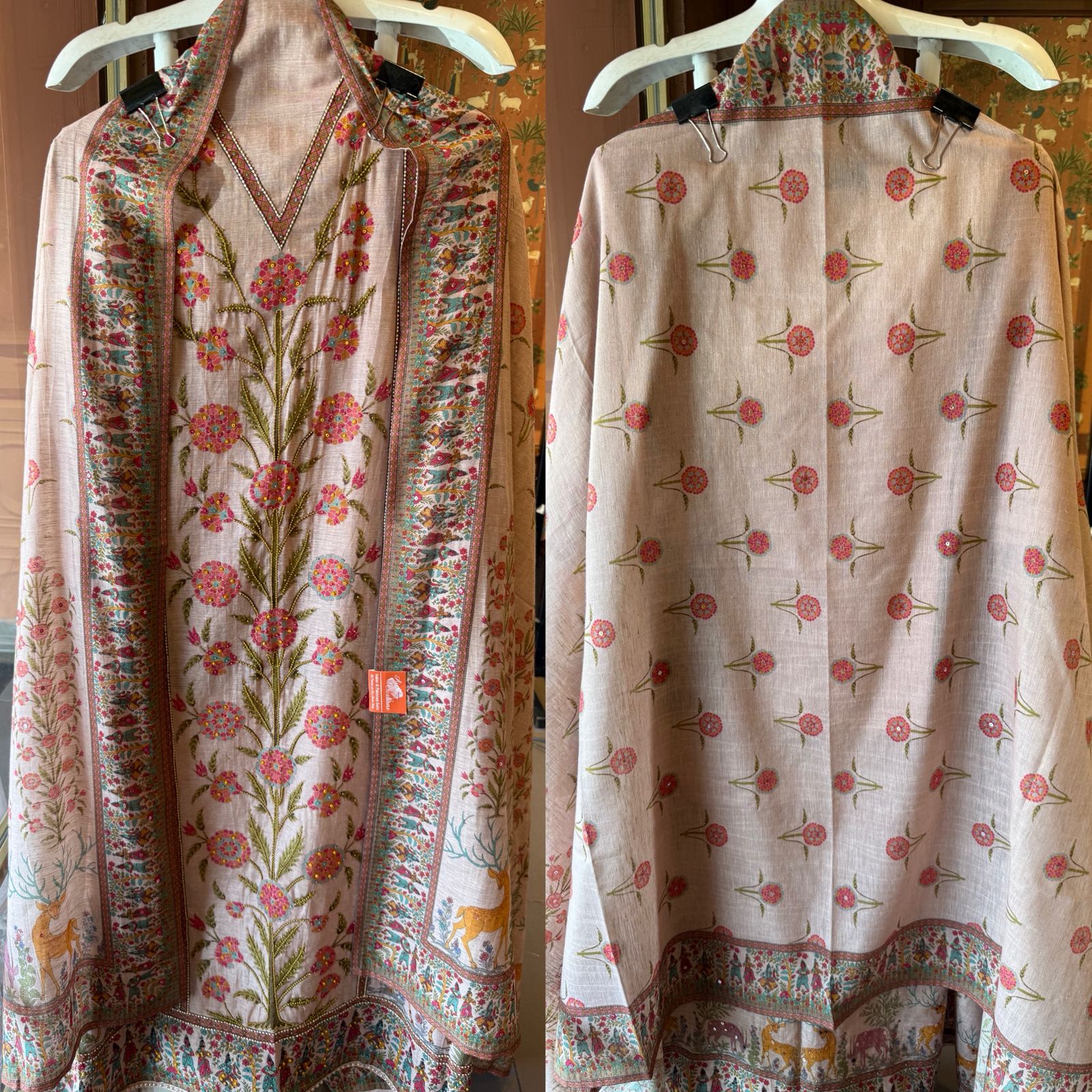 Beautiful suit on KHAADI Cotton with PICHWAI design