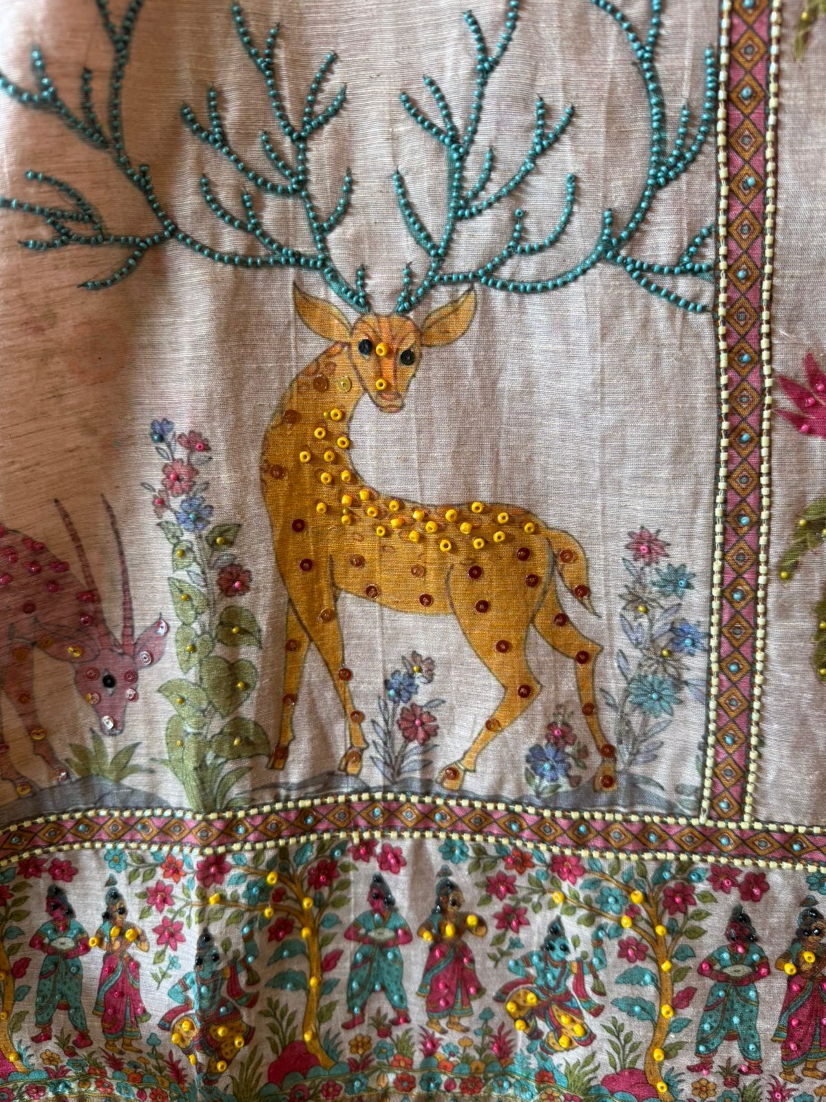 Beautiful suit on KHAADI Cotton with PICHWAI design