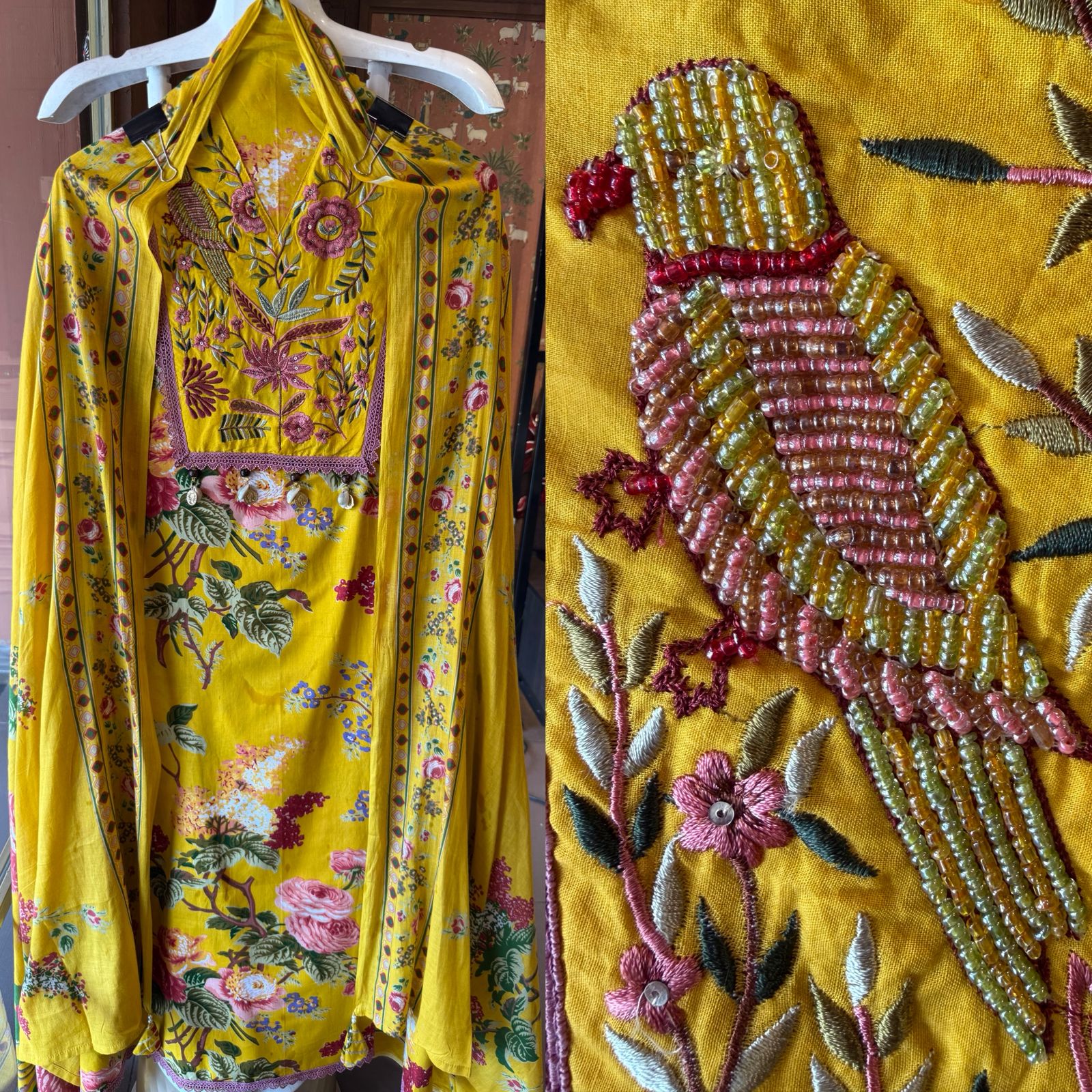 Pigeon Embroidered Suit set