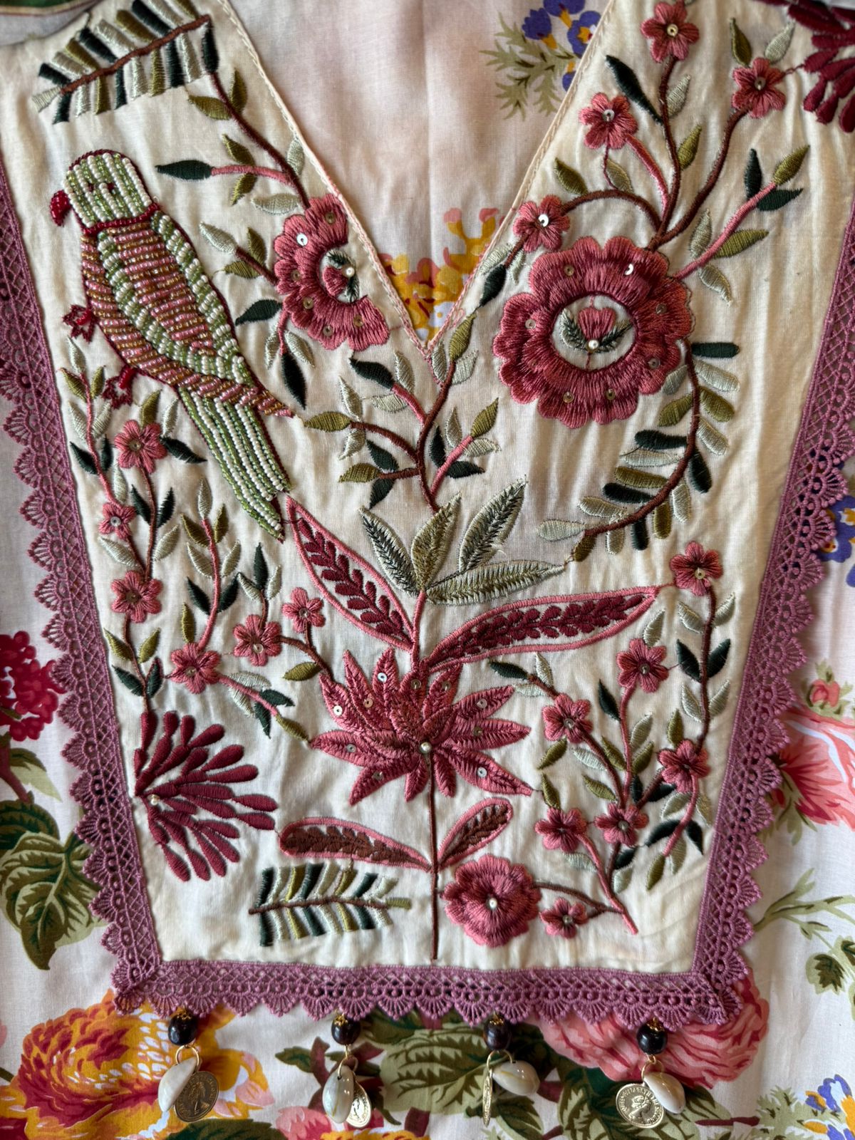 Pigeon Embroidered Suit set