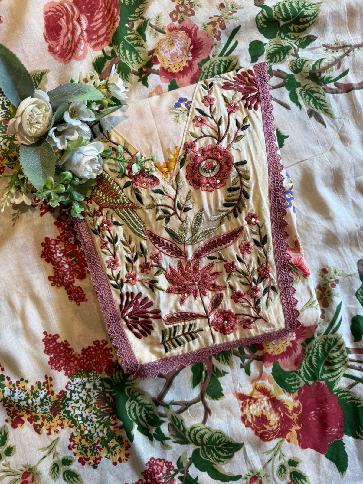 Pigeon Embroidered Suit set