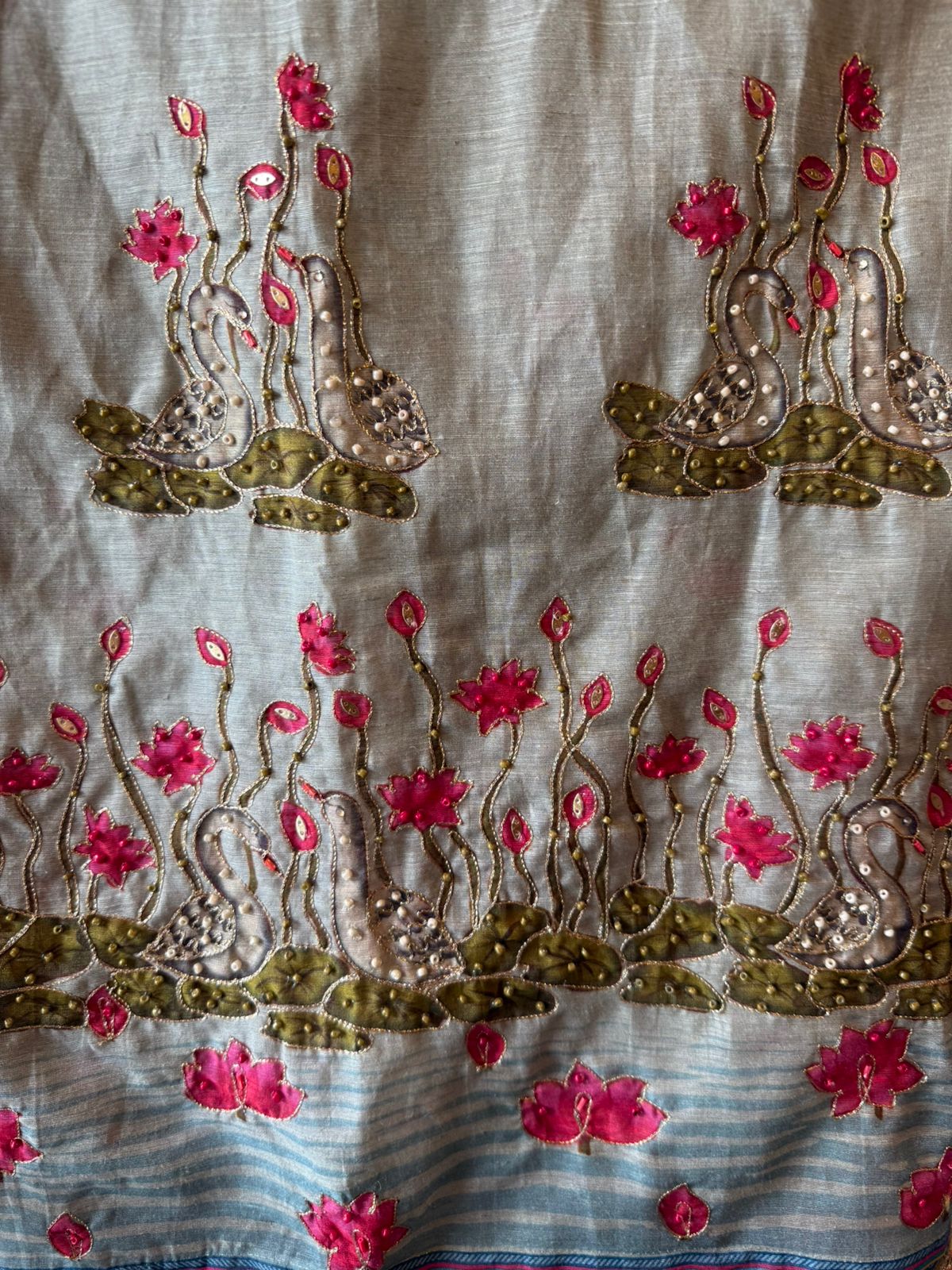 Swan Motif Embroidered Festive Suit