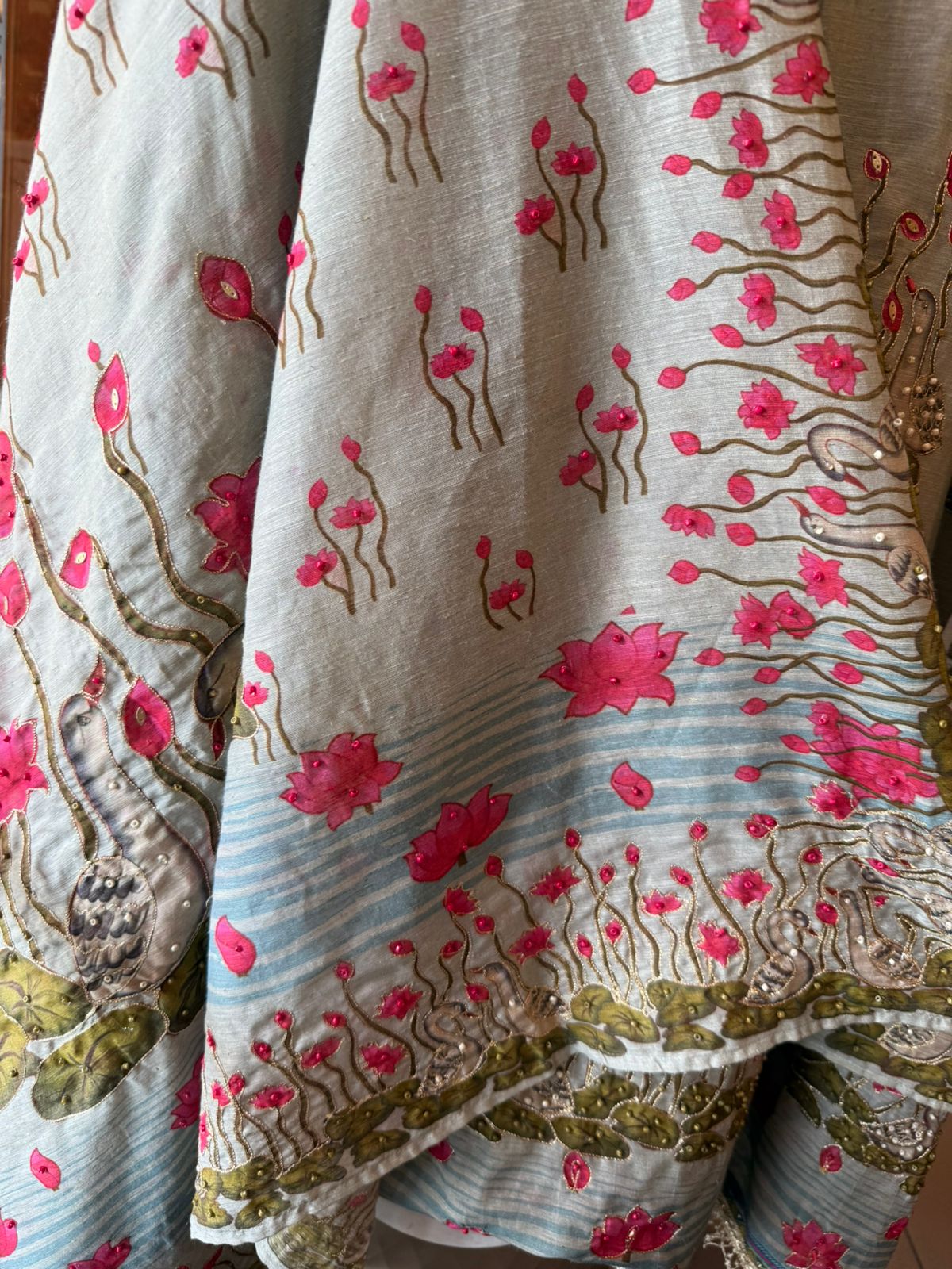 Swan Motif Embroidered Festive Suit