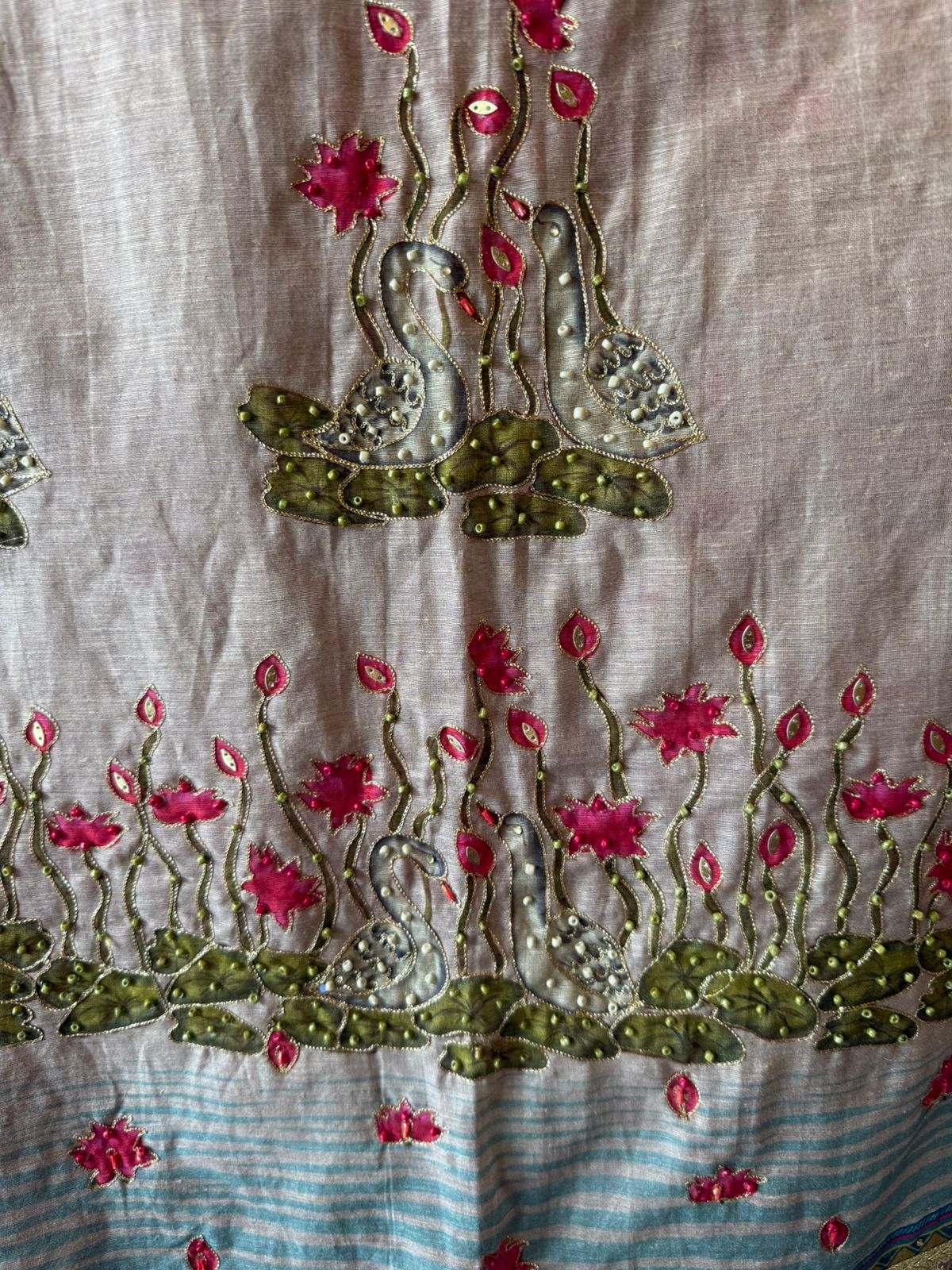 Swan Motif Embroidered Festive Suit