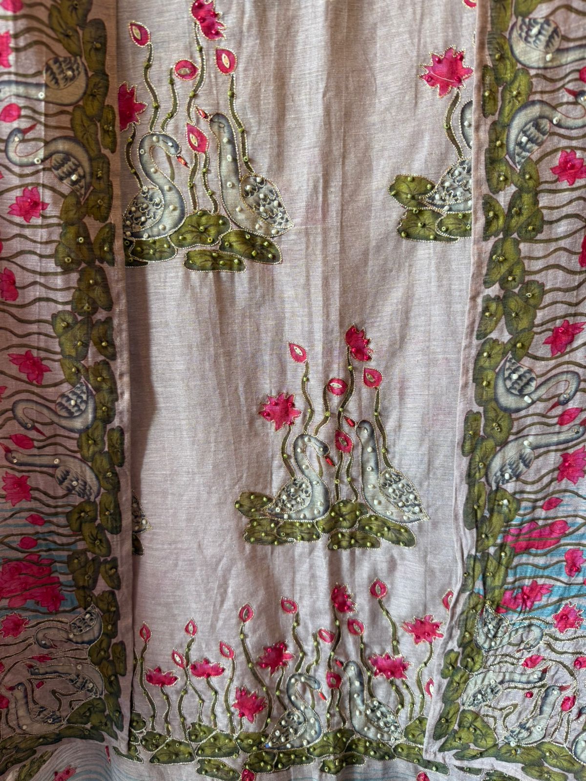 Swan Motif Embroidered Festive Suit