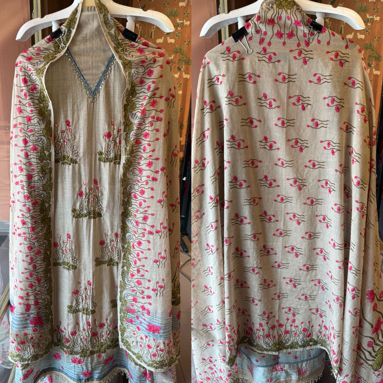 Swan Motif Embroidered Festive Suit