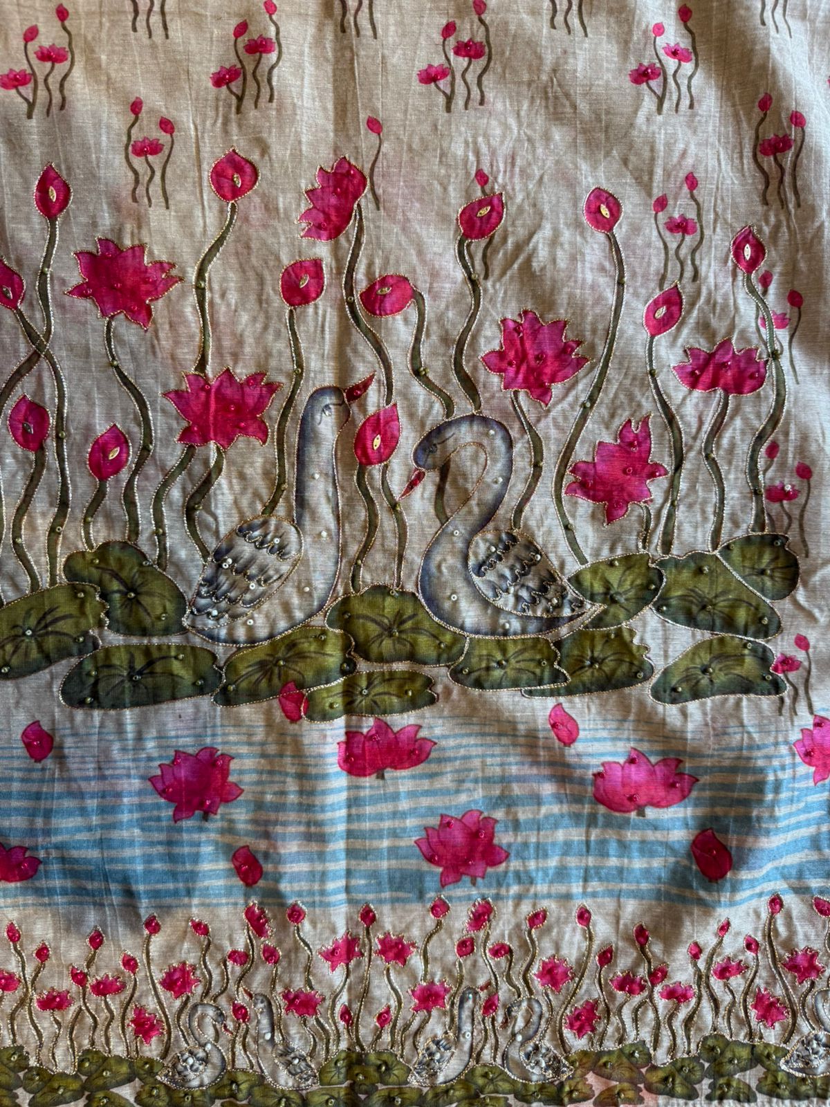 Swan Motif Embroidered Festive Suit