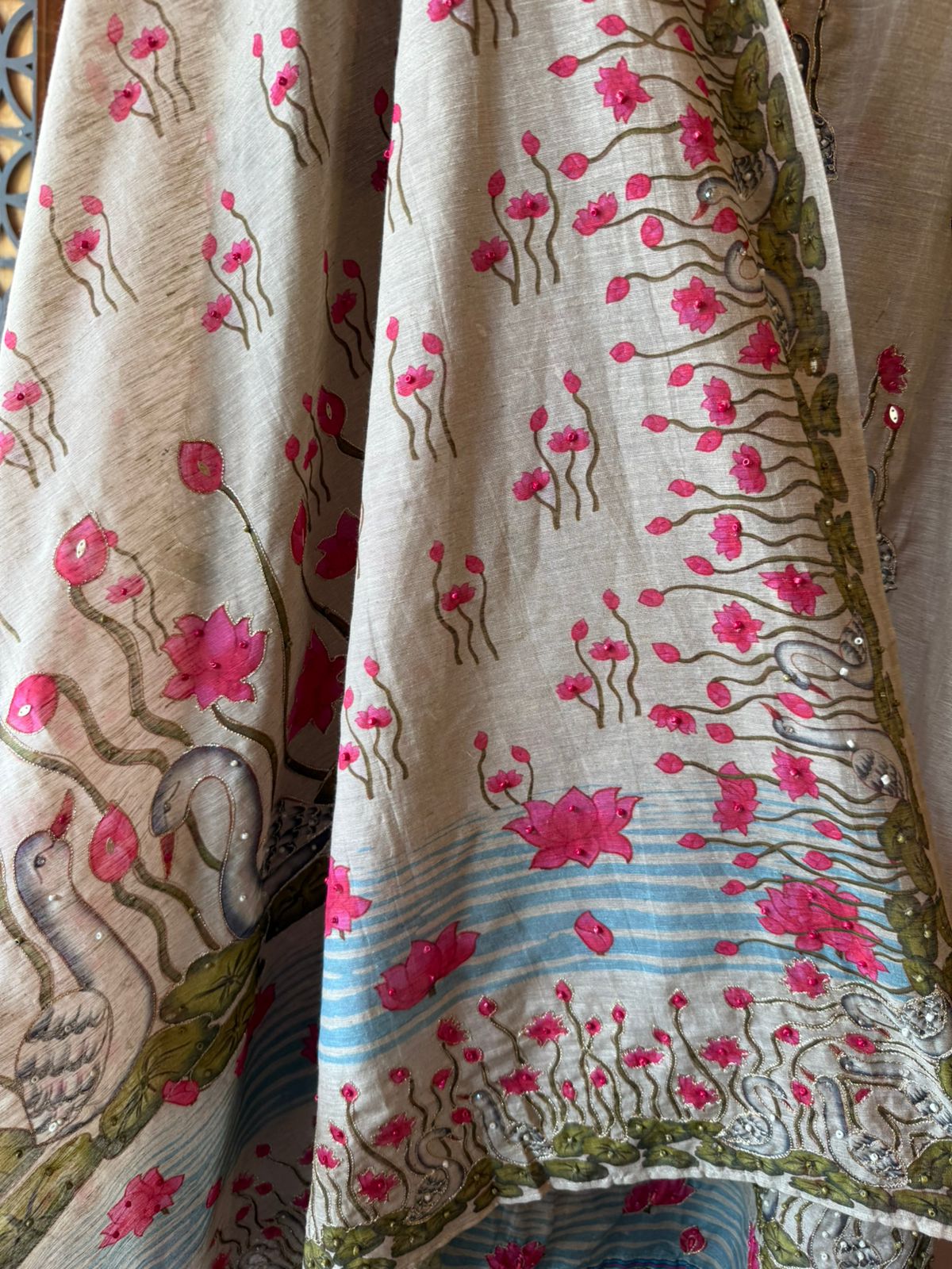 Swan Motif Embroidered Festive Suit