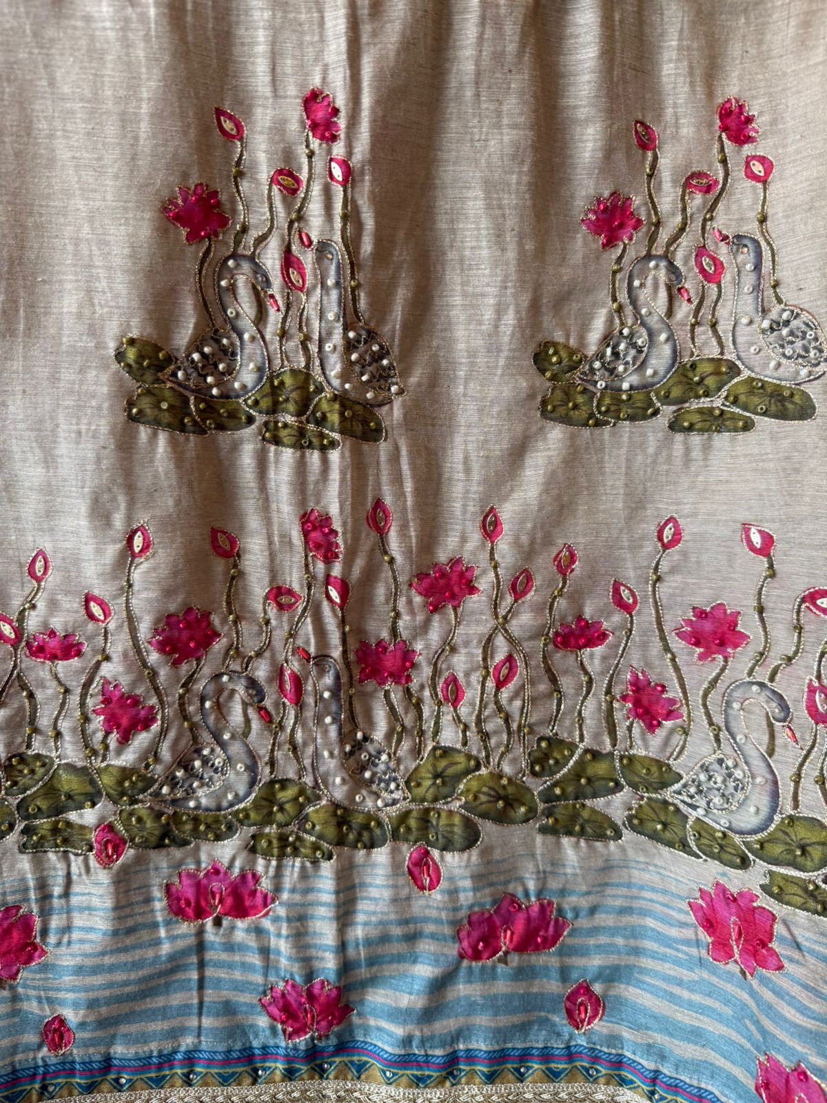 Swan Motif Embroidered Festive Suit