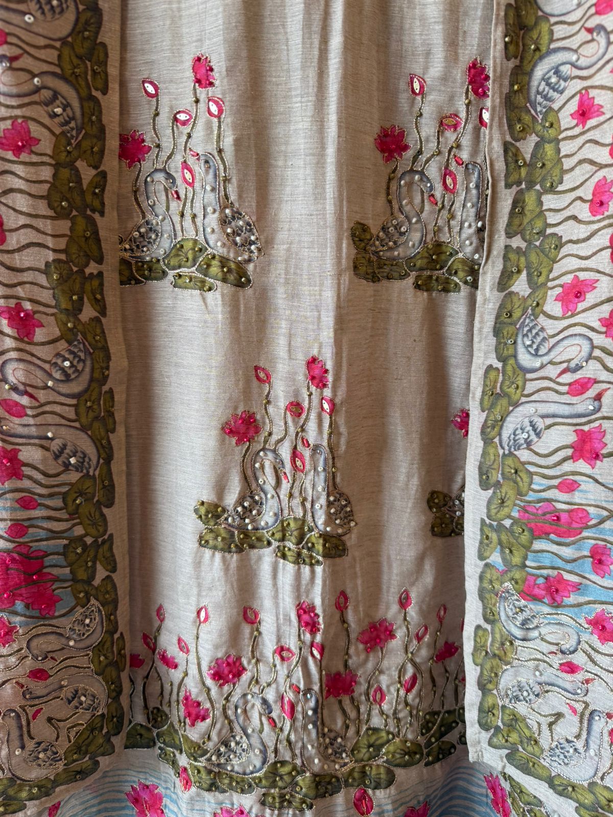 Swan Motif Embroidered Festive Suit