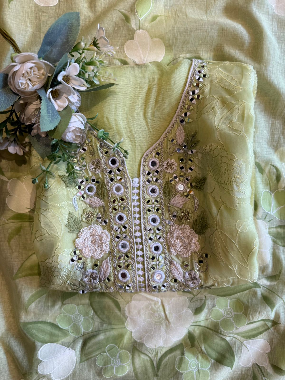 Embroidered Unstitched suit Set