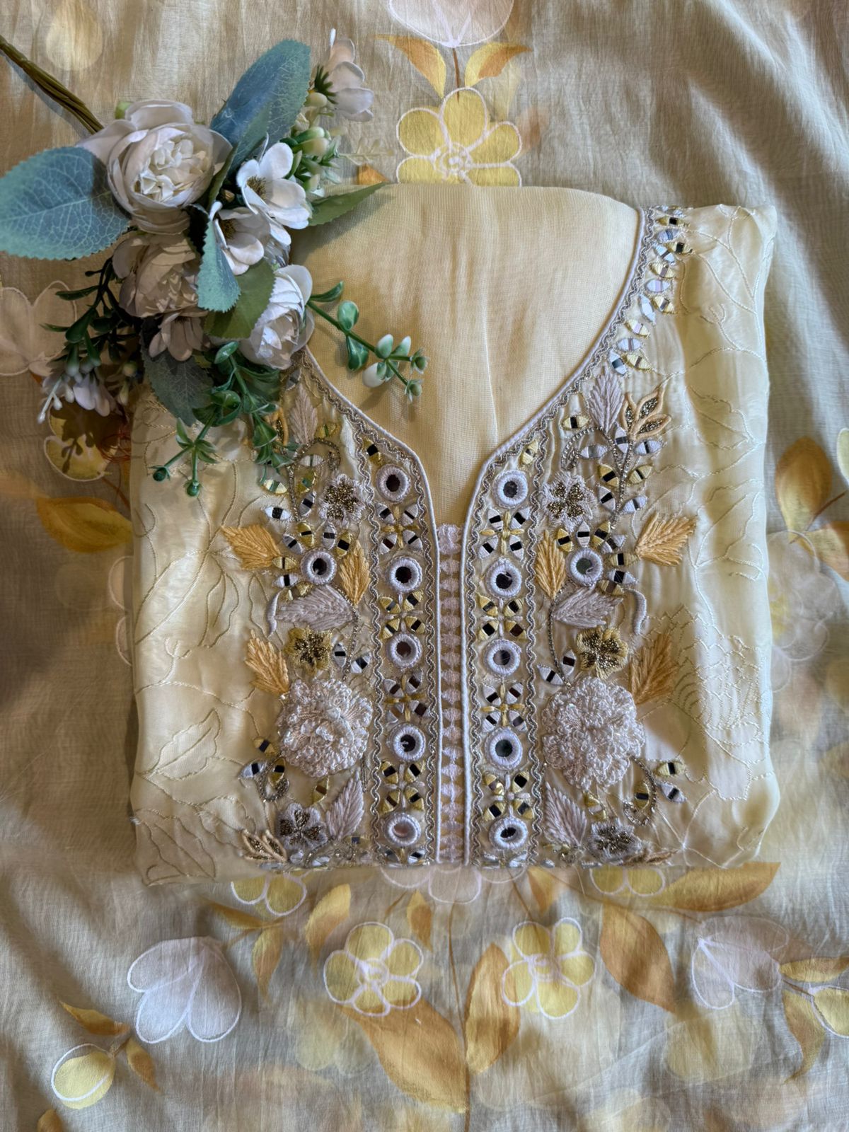 Embroidered Unstitched suit Set