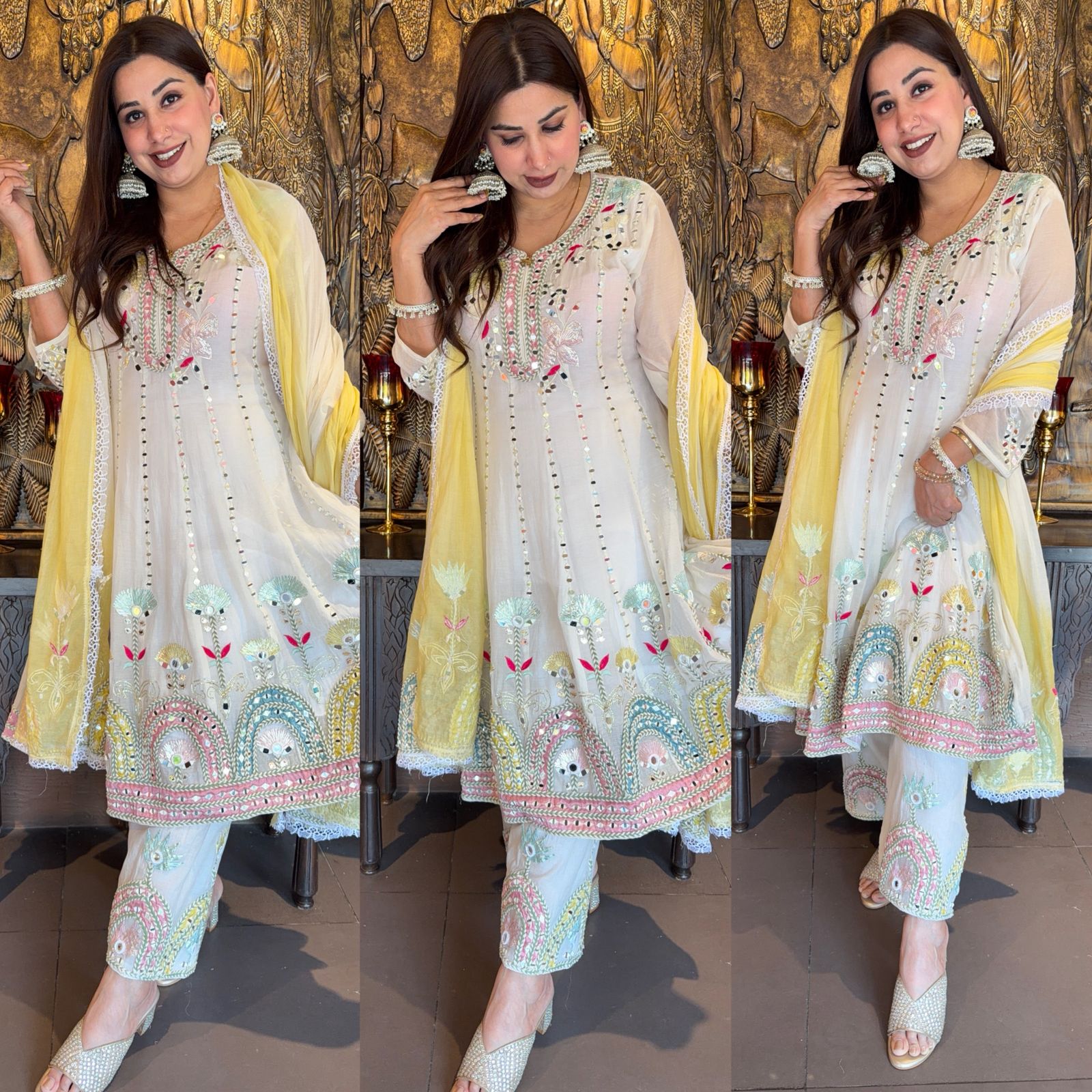 Multicolor Embroidered Festive Readymade Suit