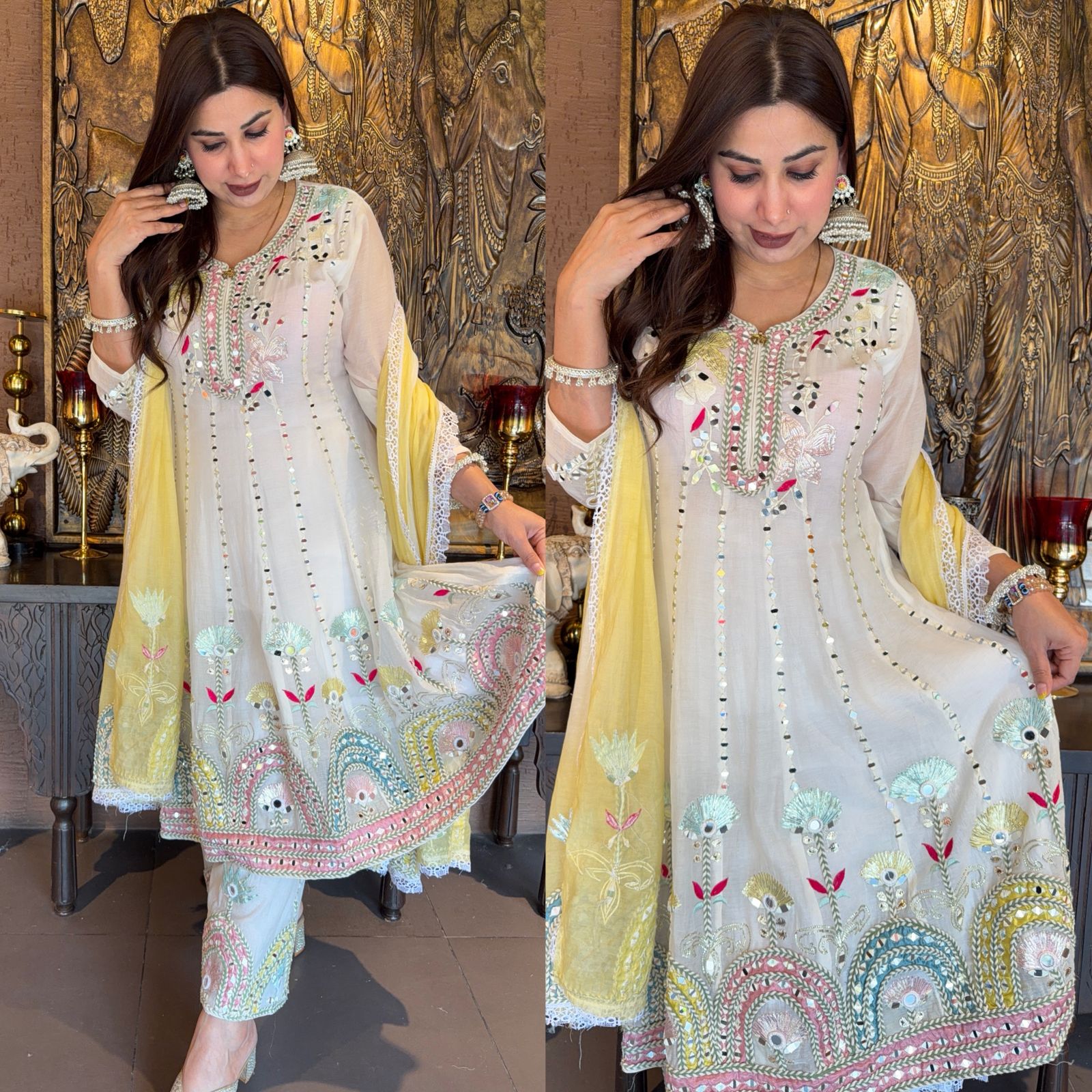 Multicolor Embroidered Festive Readymade Suit