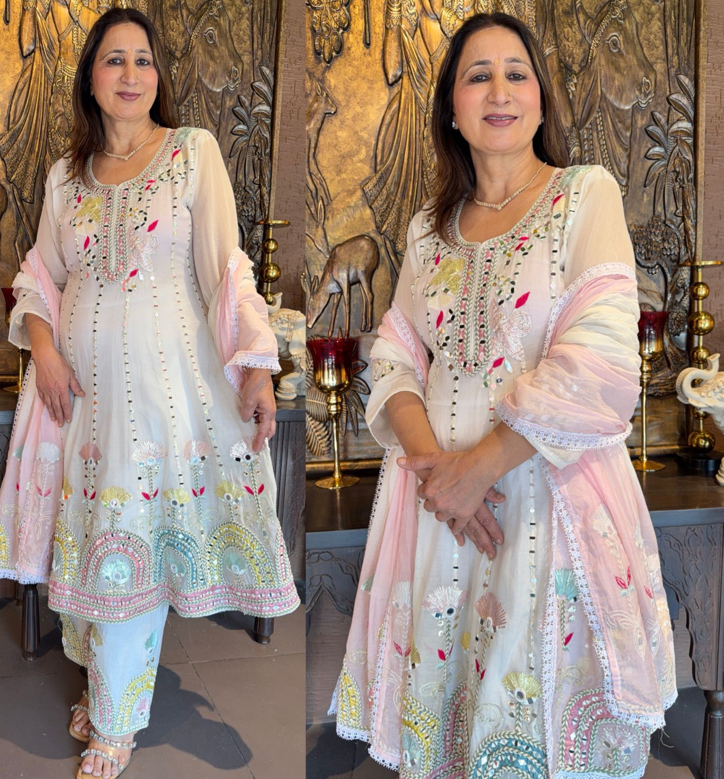 Multicolor Embroidered Festive Readymade Suit