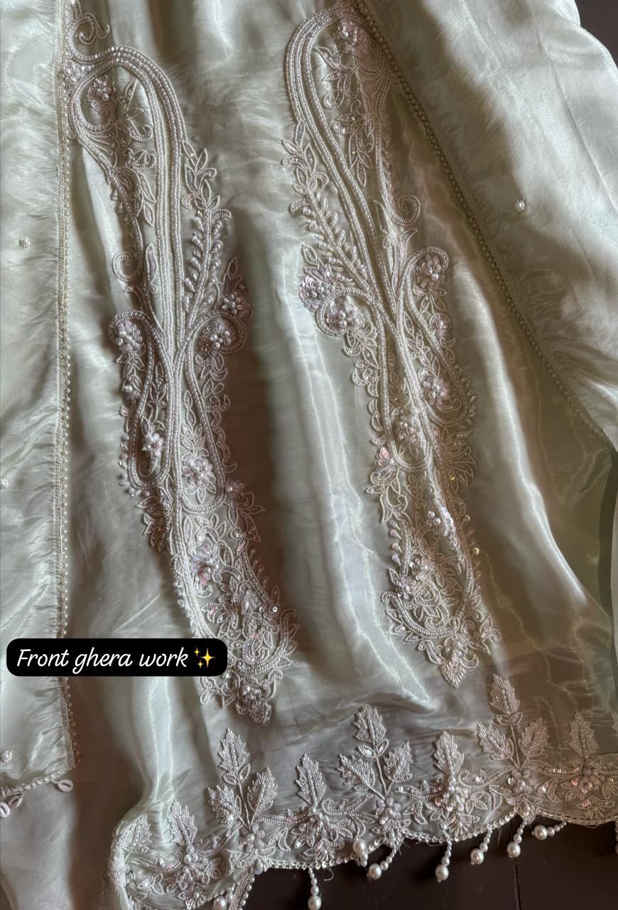 Pure shimmer tissue unstitched Pakistani Suit