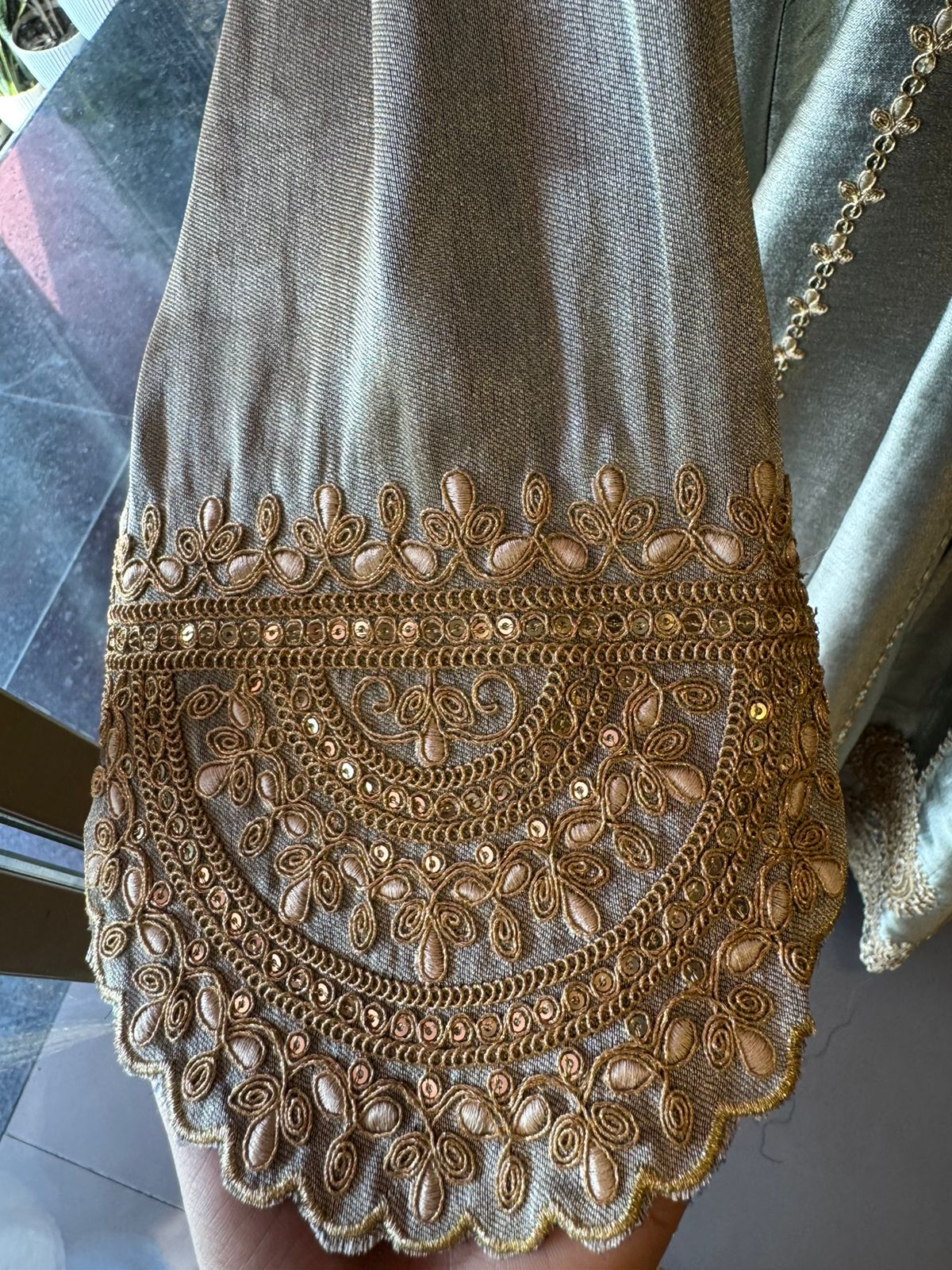 Anarkali suit in Giraffe tissue fabric