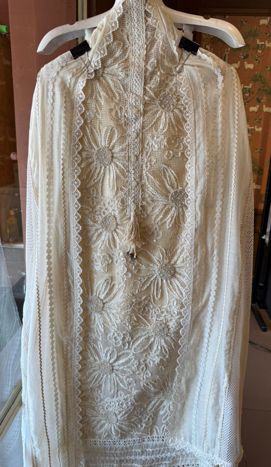 Off-White Floral Embroidered Statement Kurta