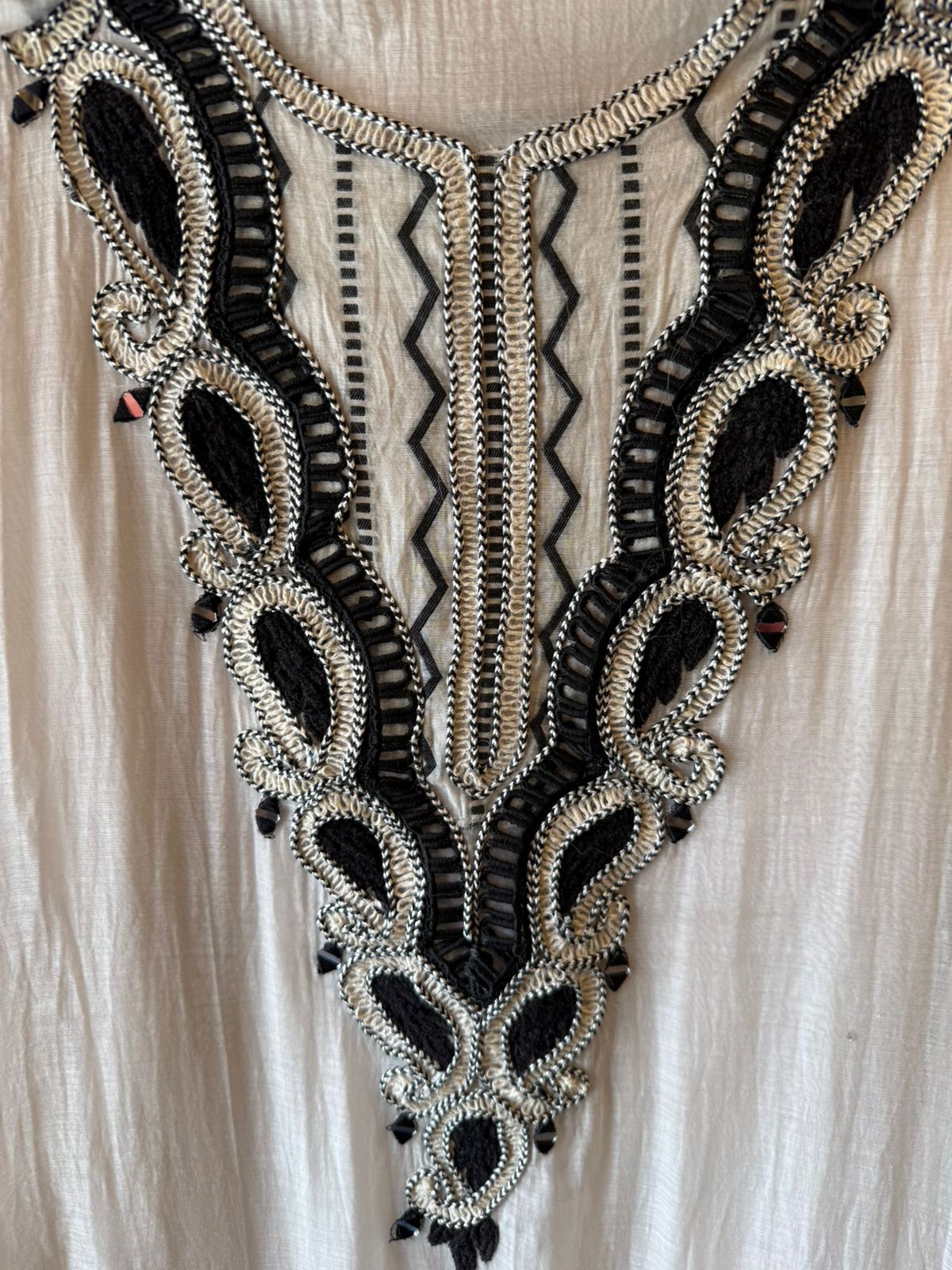 Black & off white Contrast Embroidered Suit set