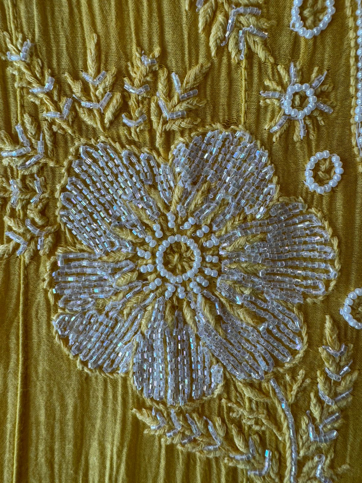 Sunshine Yellow Pearl Embroidered Set