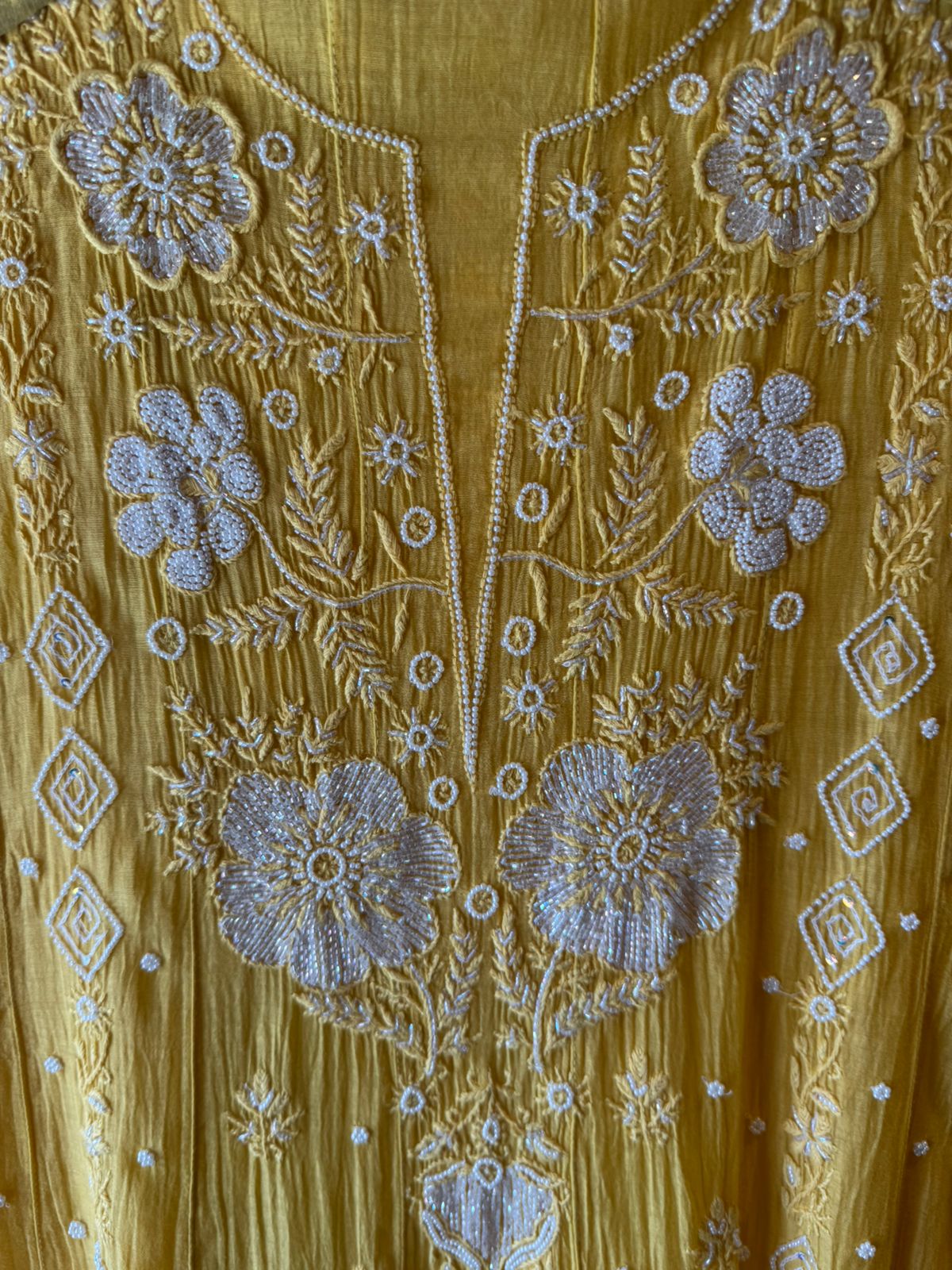 Sunshine Yellow Pearl Embroidered Set