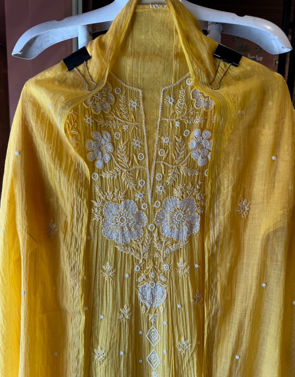 Sunshine Yellow Pearl Embroidered Set