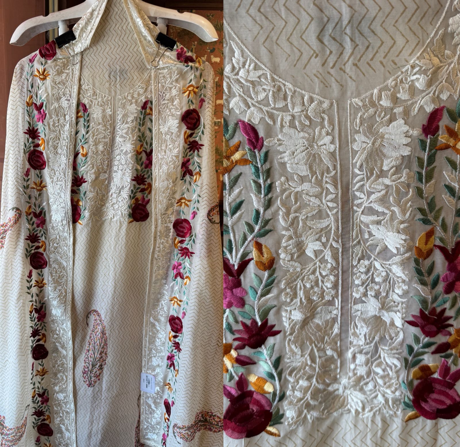 Off-White Floral Garden Embroidered Set