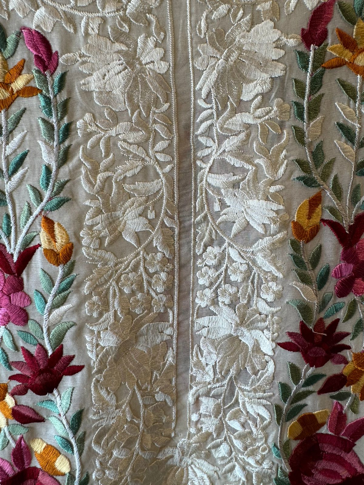 Off-White Floral Garden Embroidered Set