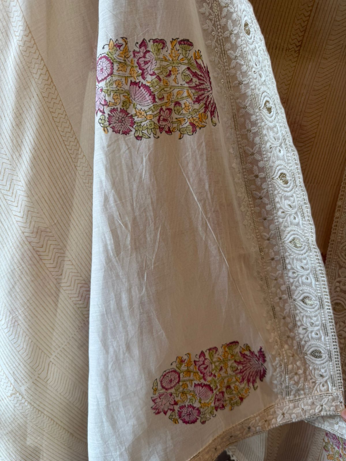 Off-White Floral BLOCK PRINTED Suit Set