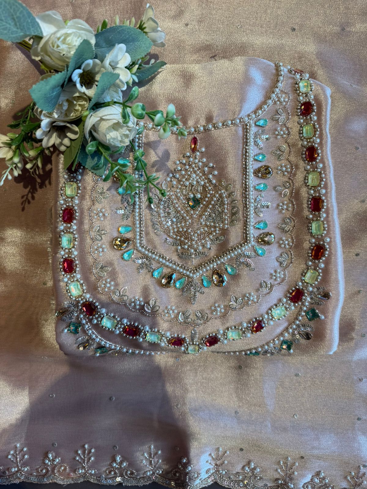 Pearl & Jewel Embellished Luxury Suit