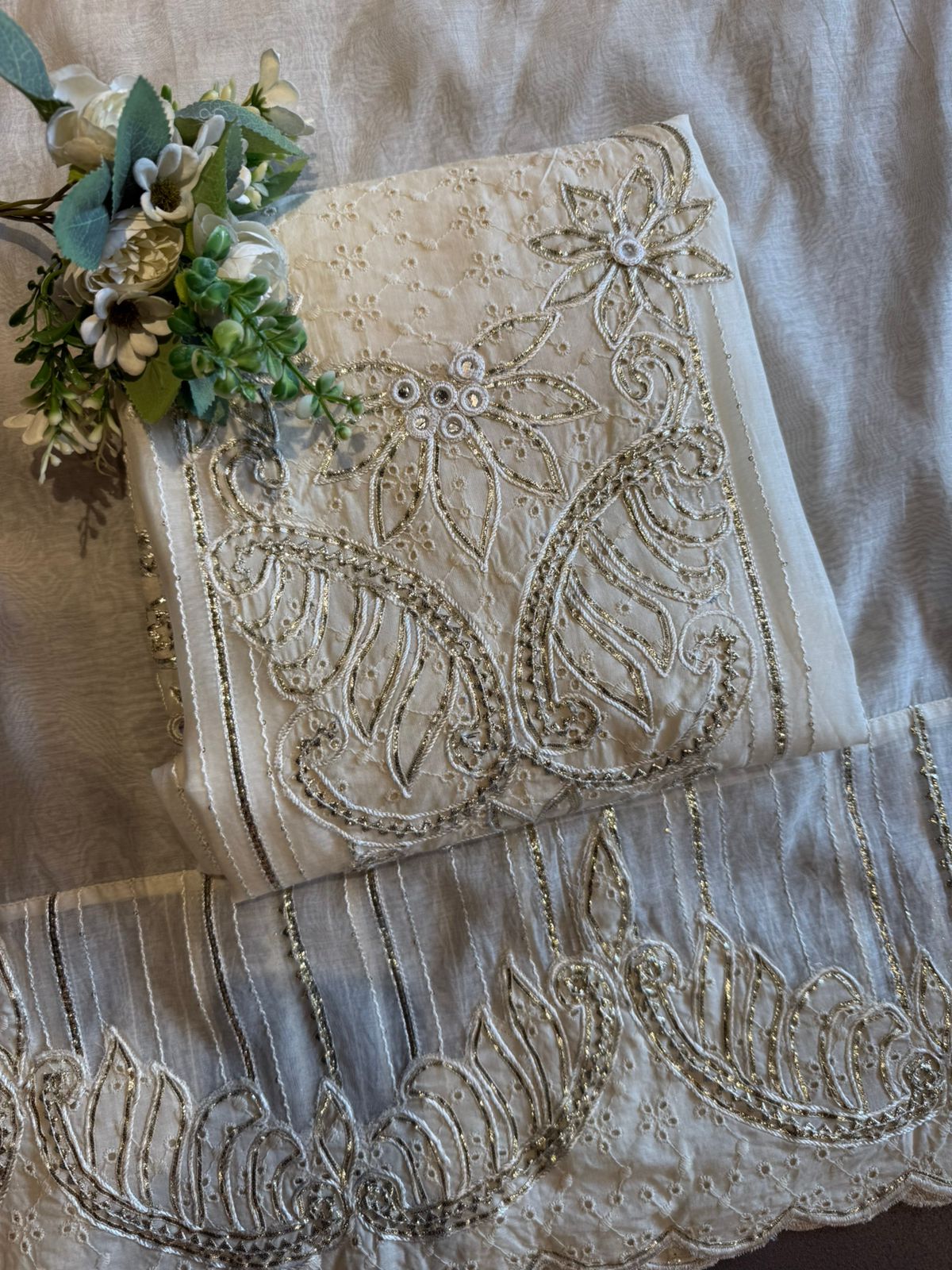 Ivory Elegance Embroidered Set