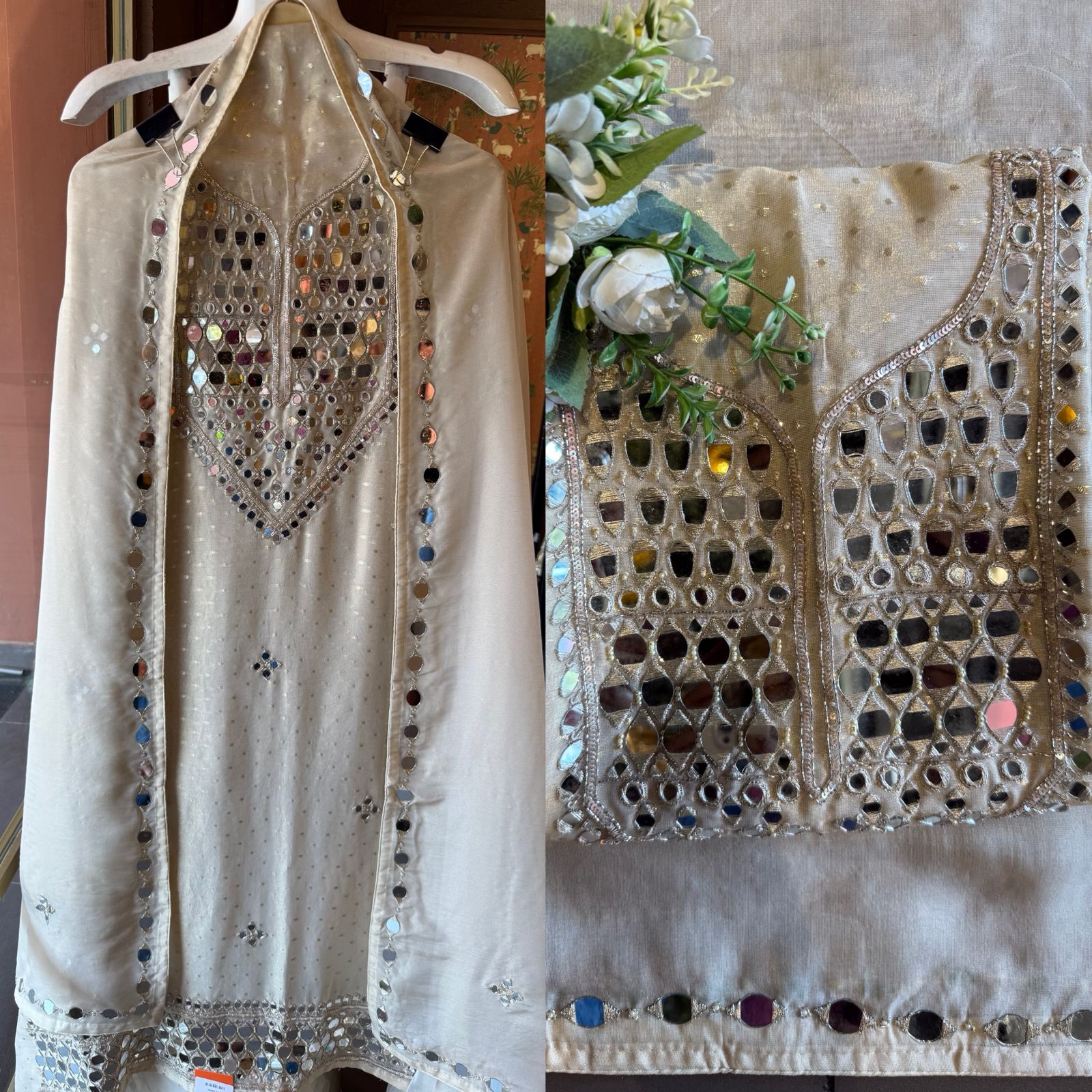 Self-woven small polka dots Suit