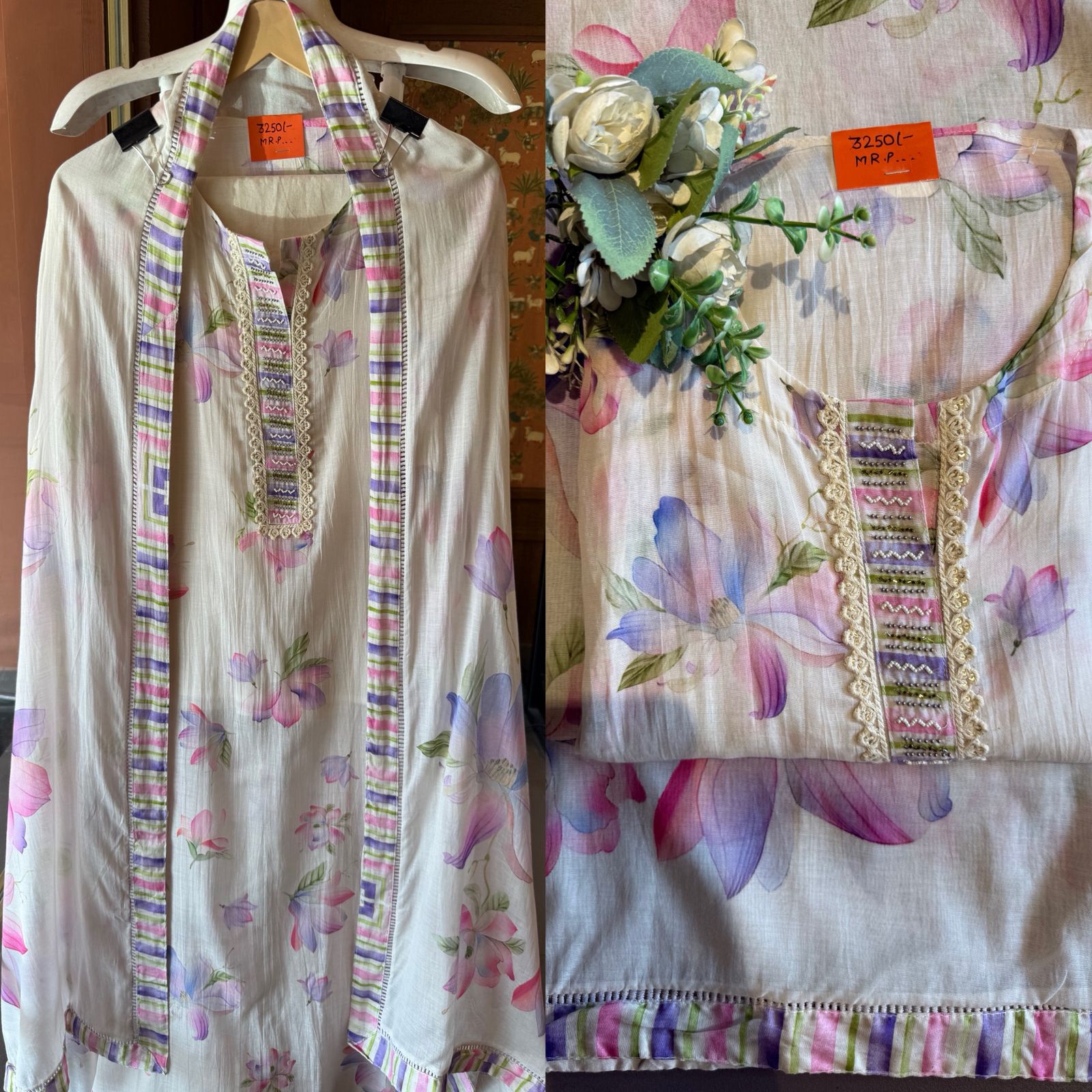 Pure Mul chanderi light weight Unstitched suit